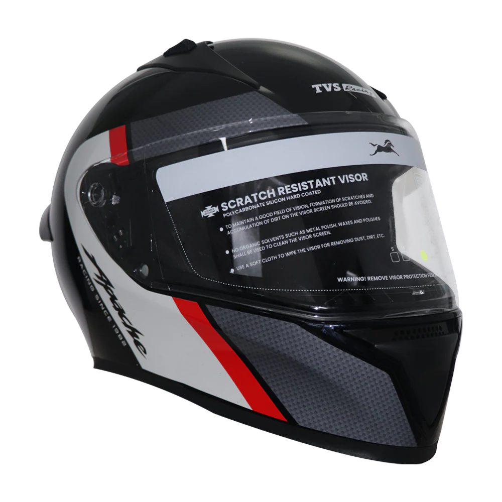 TVS Apache Full Face Helmet - Black, Red & White Strip | Premium Safety & Style - Image 6
