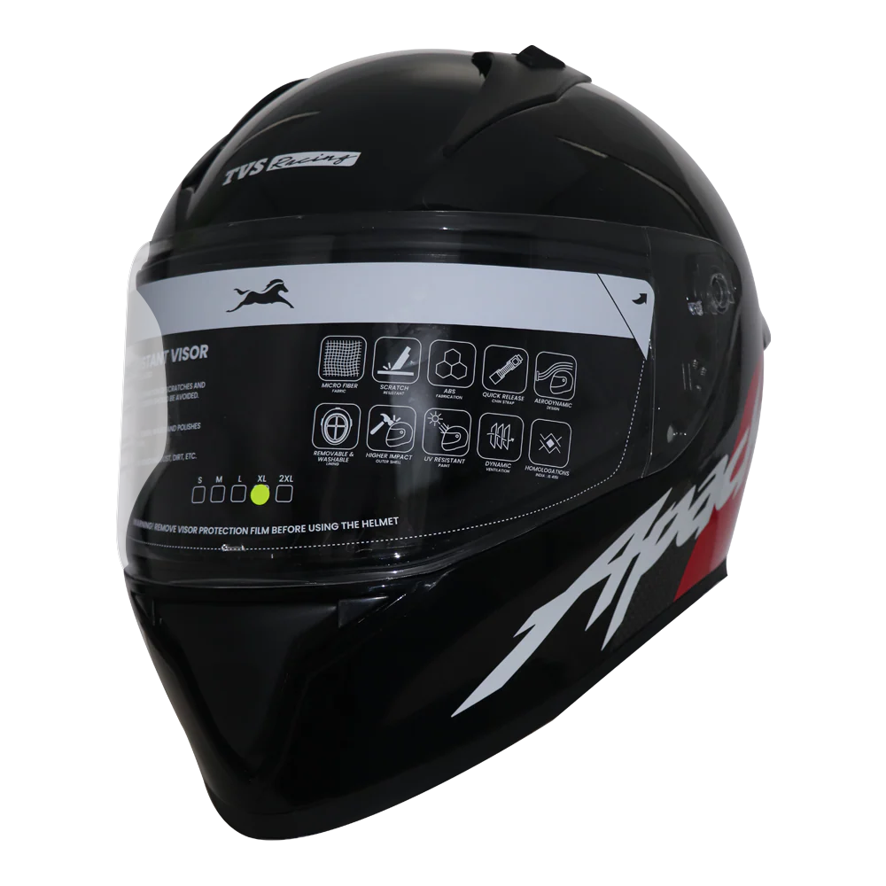 TVS Racing Apache Themed Full Face Helmet Red & White | Superior Ventilation & Maximum Protection - Image 4
