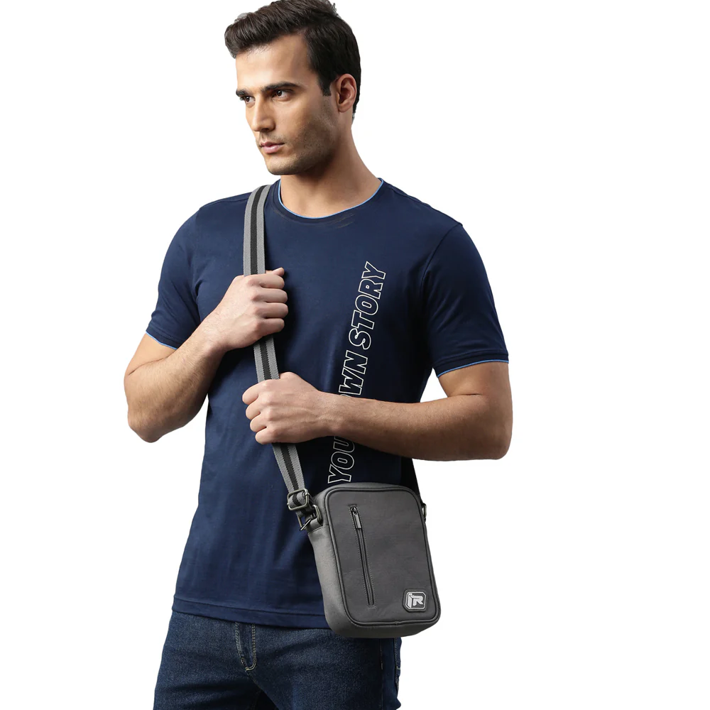 TVS Ronin Canvas Cross Bag - Grey, Durable & Stylish with Adjustable Strap - Image 3