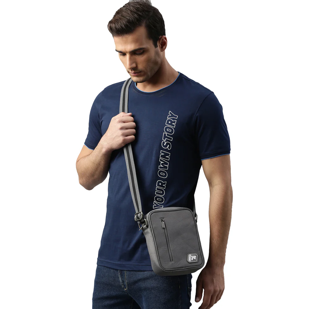 TVS Ronin Canvas Cross Bag - Grey, Durable & Stylish with Adjustable Strap - Image 5