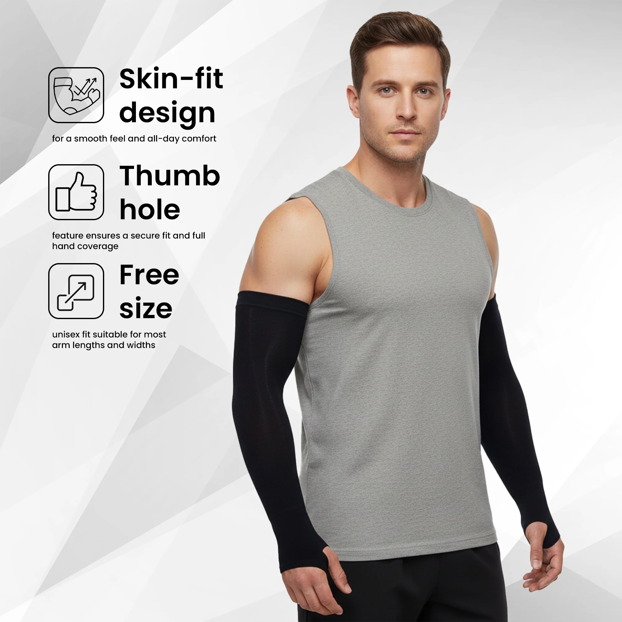 EverRide Arm Sleeves for Men & Women | Skin Fit | Thumb Hole | Free Size | UV Protection - Image 5