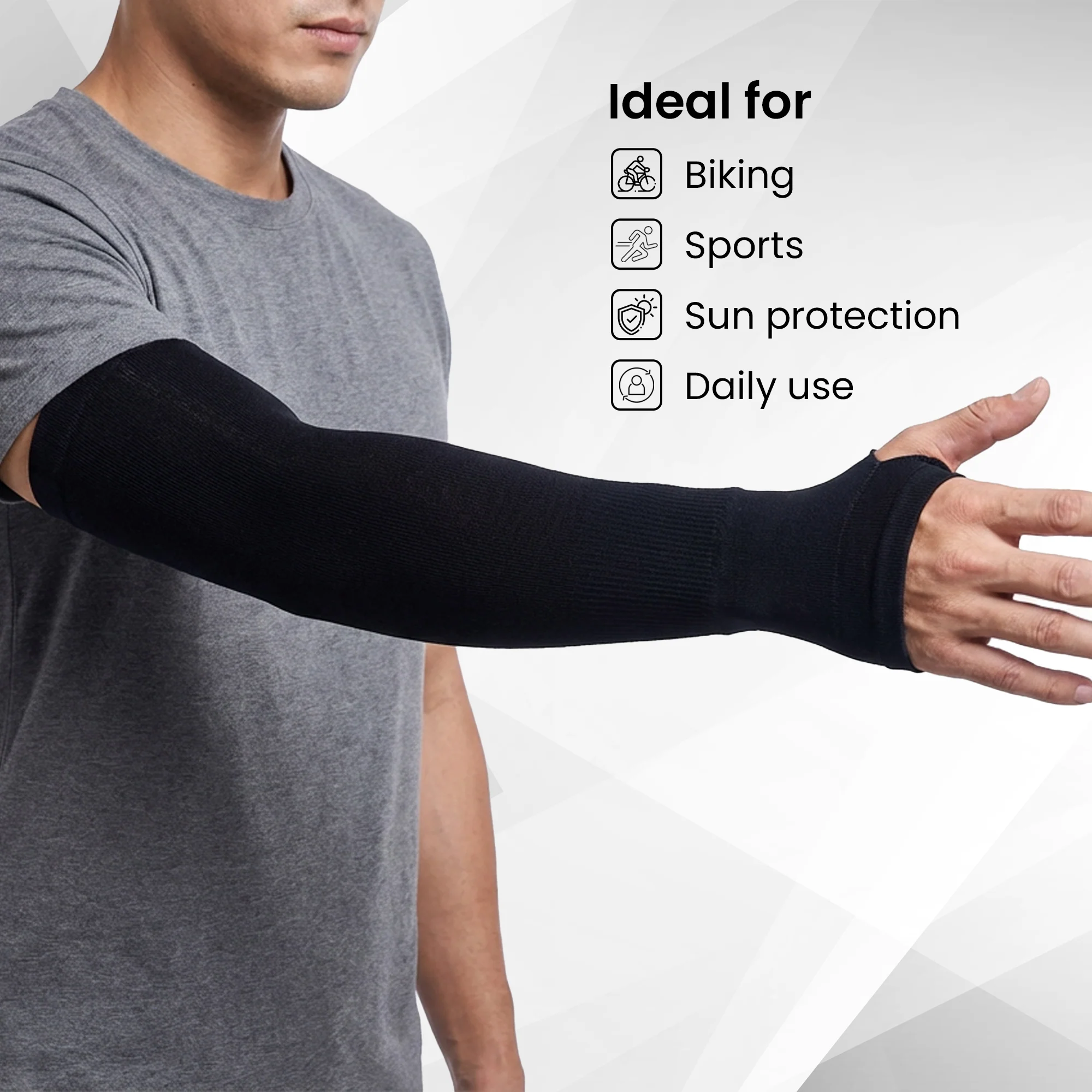 EverRide Arm Sleeves for Men & Women | Skin Fit | Thumb Hole | Free Size | UV Protection - Image 8