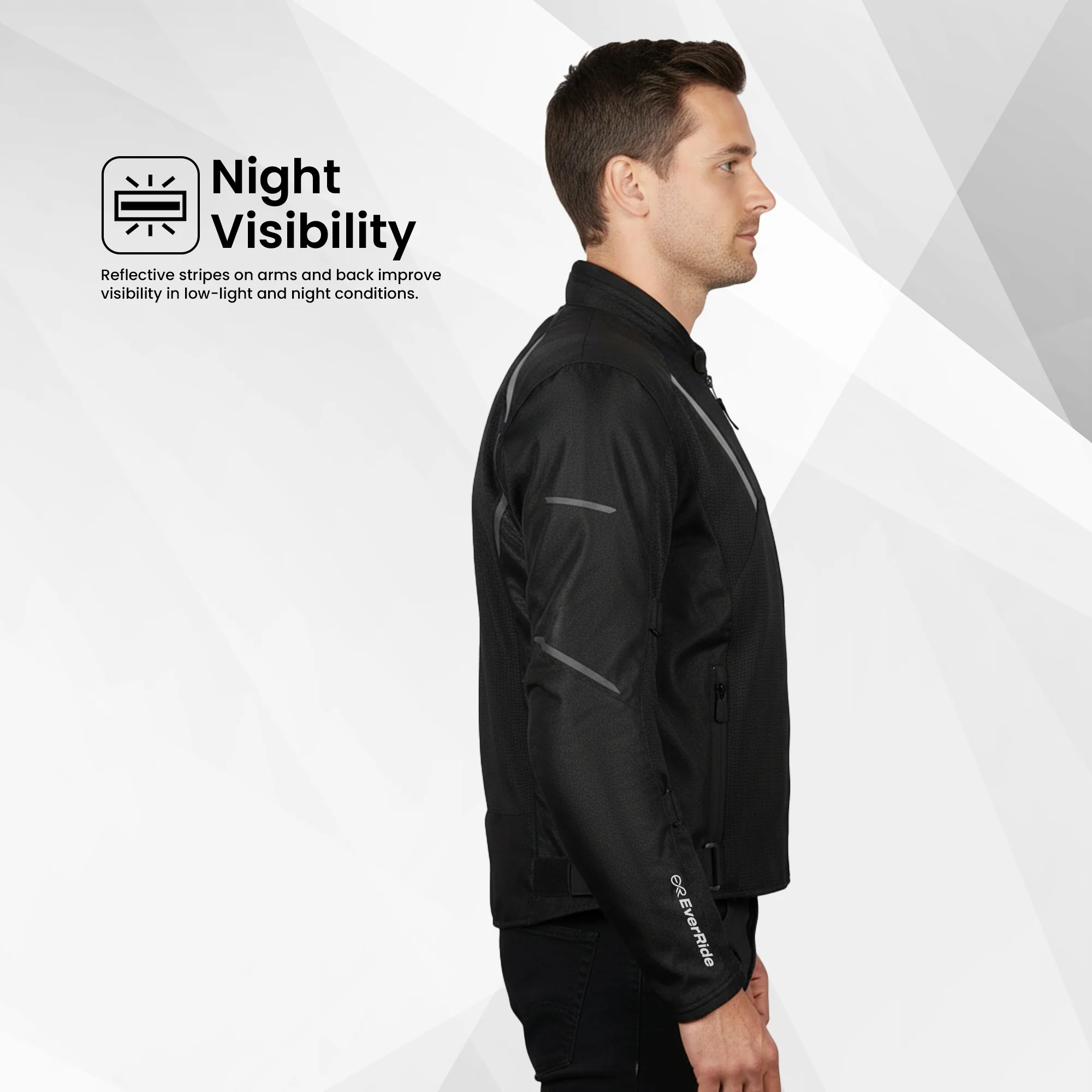 EverRide Urban Mesh Riding Jacket with CE Level 2 Protectors – 600D Heavy-Duty Fabric | Breathable & Durable Motorcycle Jacket - Image 12