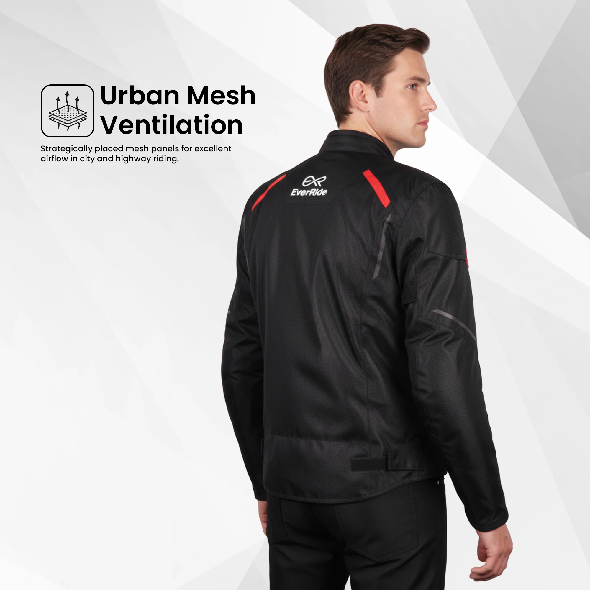 EverRide Urban Mesh Riding Jacket with CE Level 2 Protectors – 600D Heavy-Duty Fabric | Breathable & Durable Motorcycle Jacket - Image 4