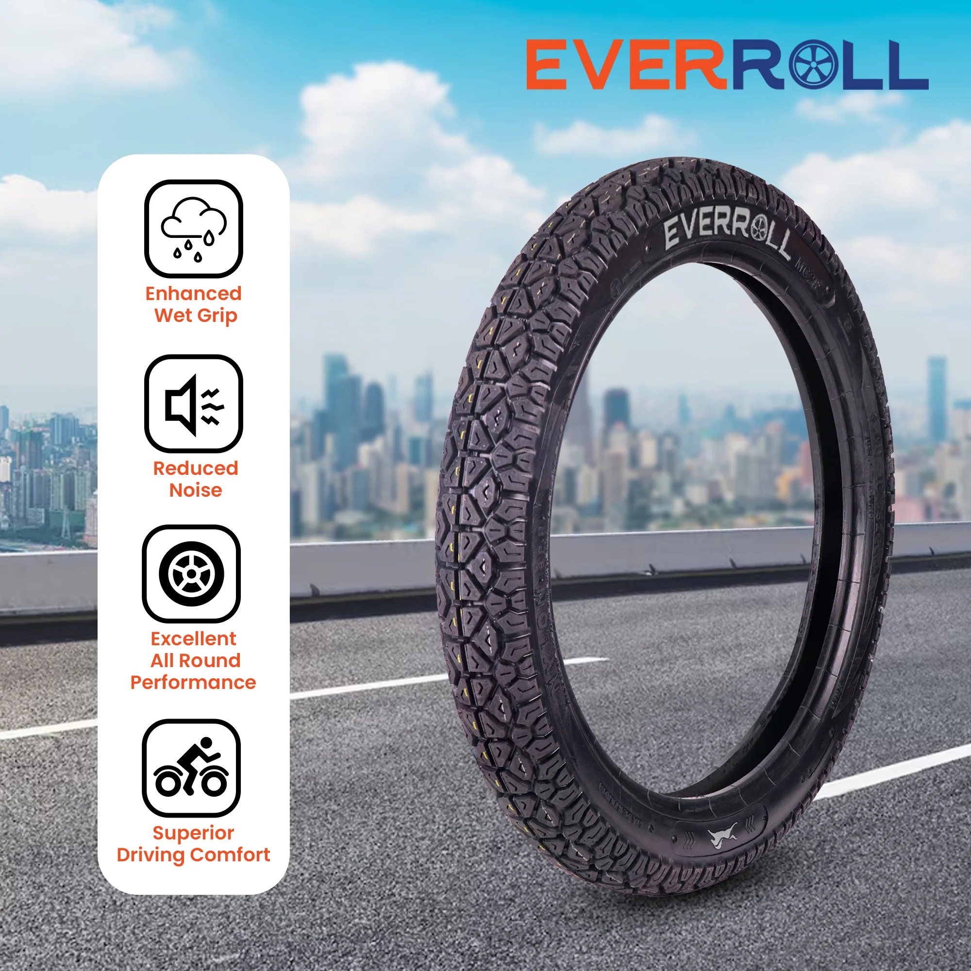 EverRoll Rear Nylon Tyre - 3.00-18 TT PM MC28 | Vehicle Compatibility - TVS Radeon - Image 4