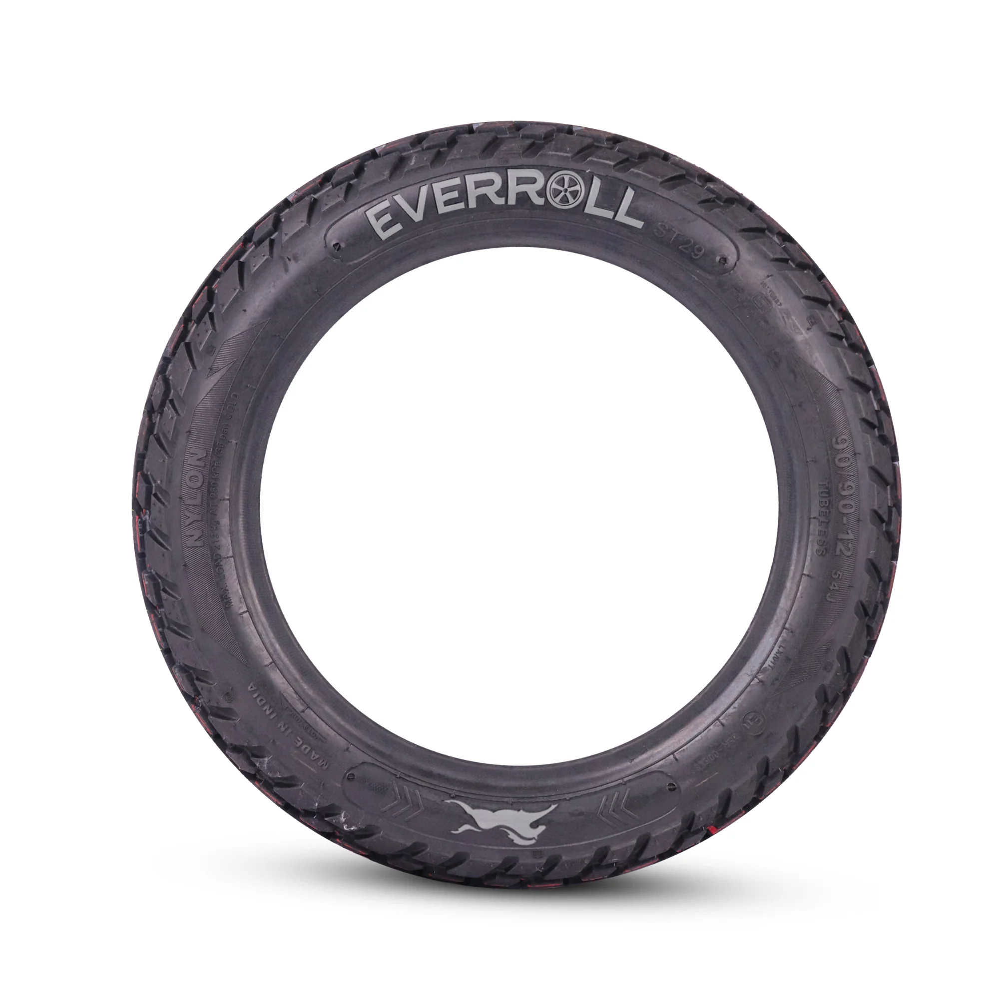 EverRoll Rear Tubeless Nylon Tyre - 90/90-12 TL PM ST29 | Vehicle Compatibility -  TVS Jupiter, TVS Wego Disc / Drum scooter, Iqube - Image 4