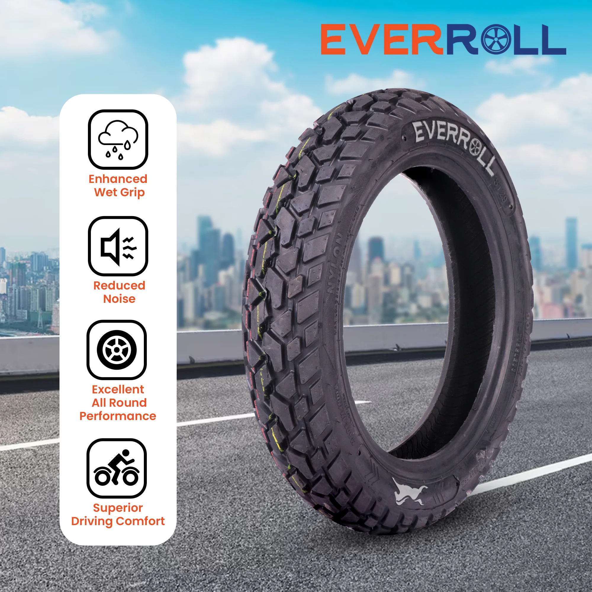 EverRoll Rear Tubeless Nylon Tyre - 90/90-12 TL PM ST29 | Vehicle Compatibility -  TVS Jupiter, TVS Wego Disc / Drum scooter, Iqube - Image 5