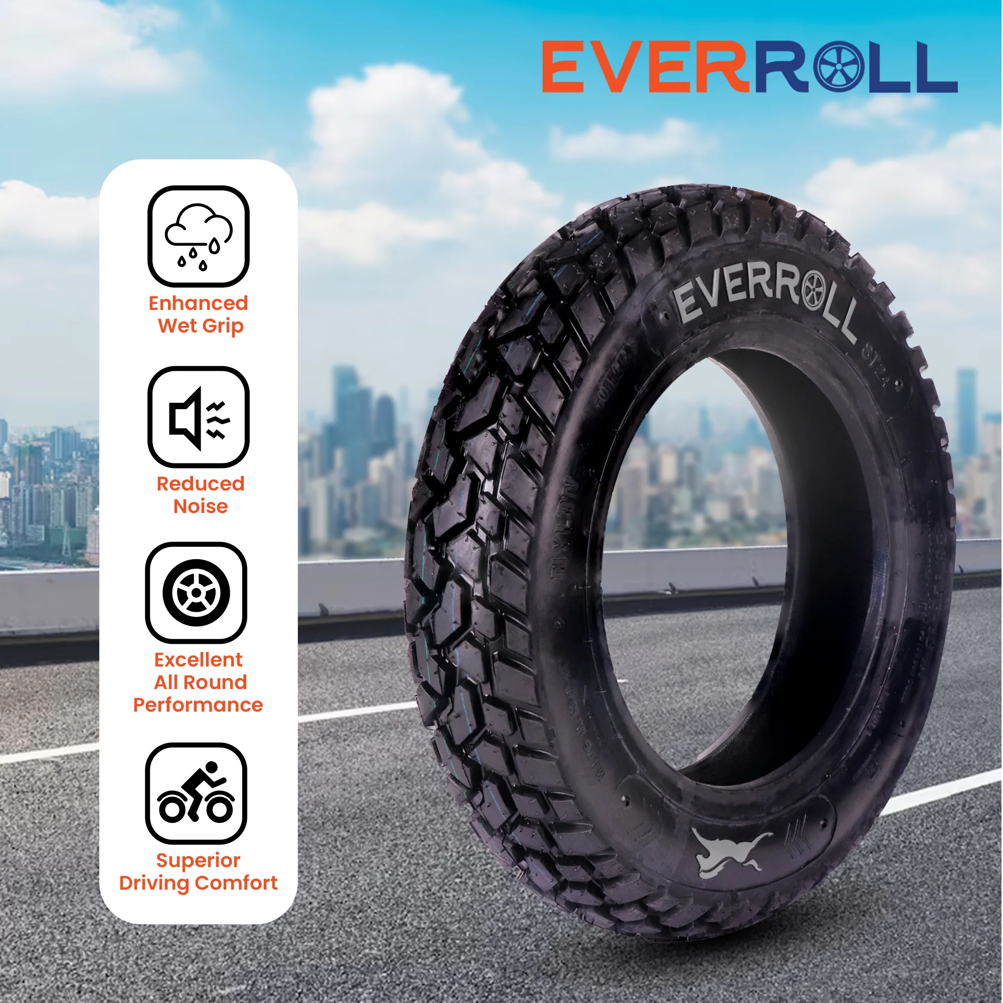 EverRoll Tubeless Nylon Rear Tyre - 90/100-10 TL PM ST24 | Vehicle Compatibility - TVS Scooty Zest 110 - Image 5