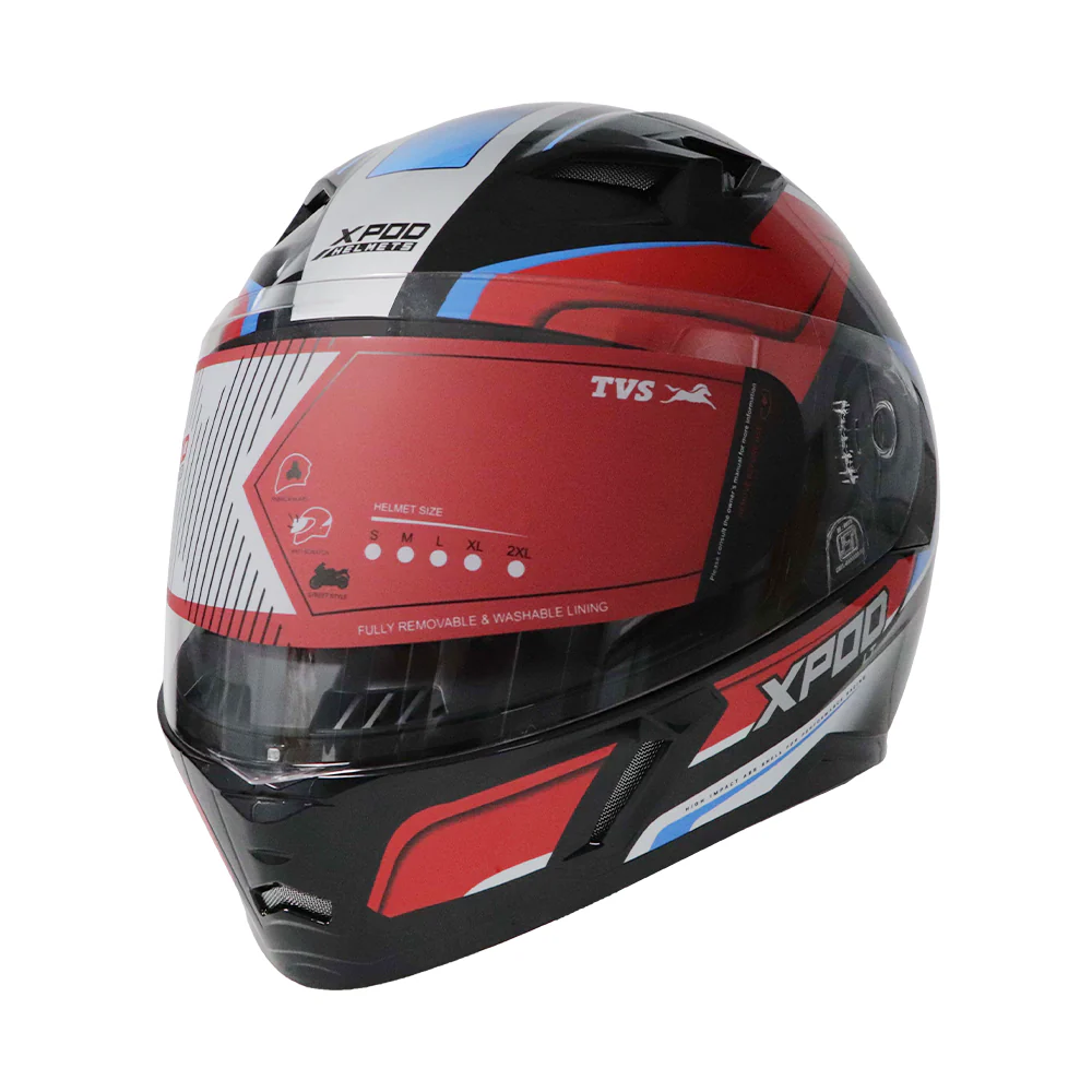 TVS XPOD LT Full Face Helmet - Black Blue | Aerodynamic Design & Superior Safety - Image 2