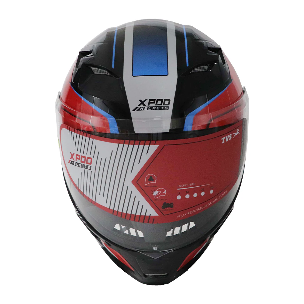 TVS XPOD LT Full Face Helmet - Black Blue | Aerodynamic Design & Superior Safety - Image 3