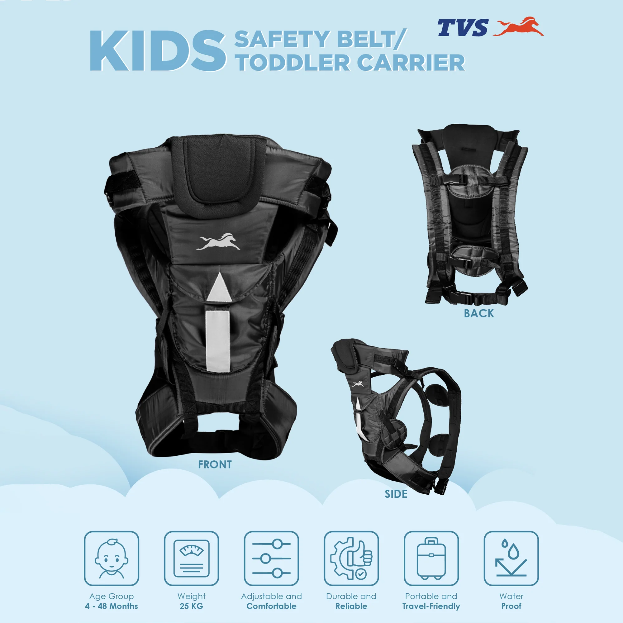 Kids Safety Belt/Toddler Carrier-Black - Image 4