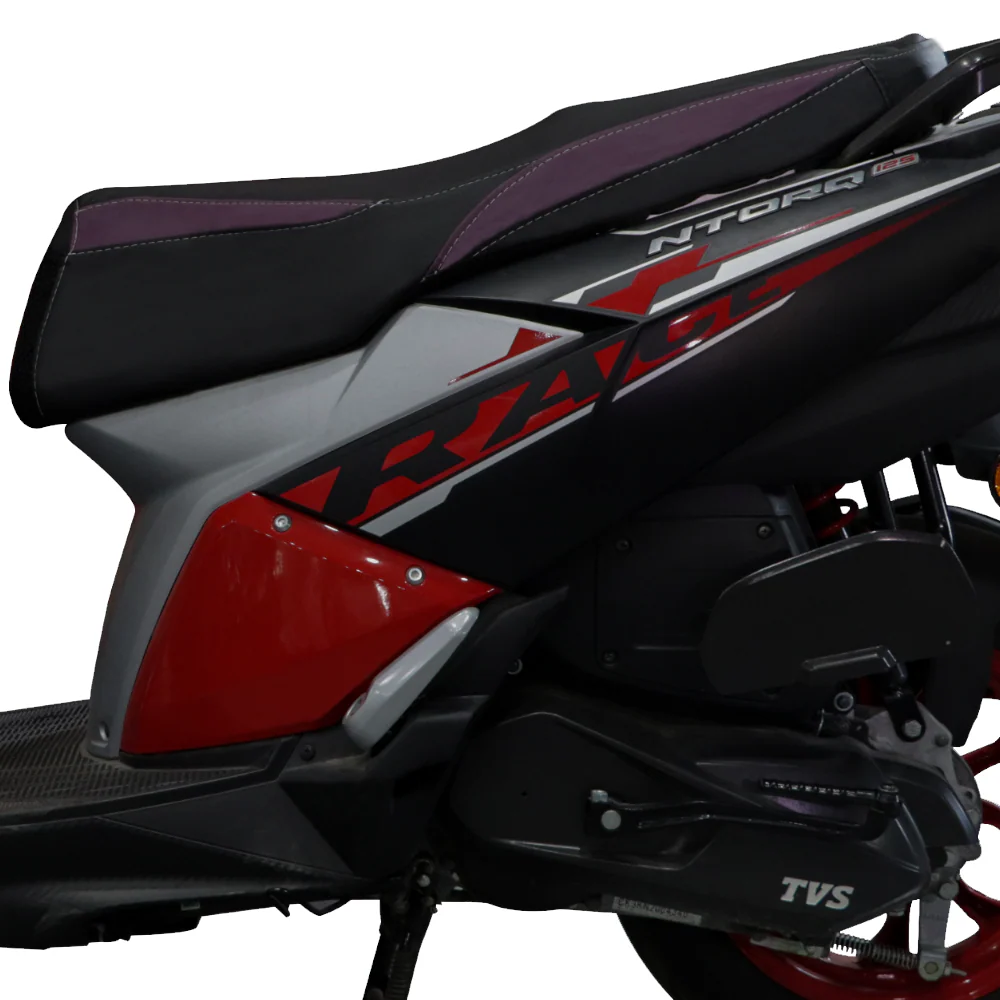 TVS Ntorq Seat Cover Black with Purple - Premium Protection and Comfort for Your Scooter - Image 2