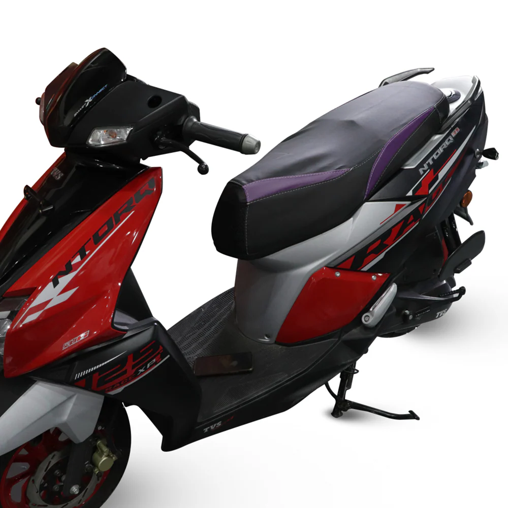 TVS Ntorq Seat Cover Black with Purple - Premium Protection and Comfort for Your Scooter - Image 3