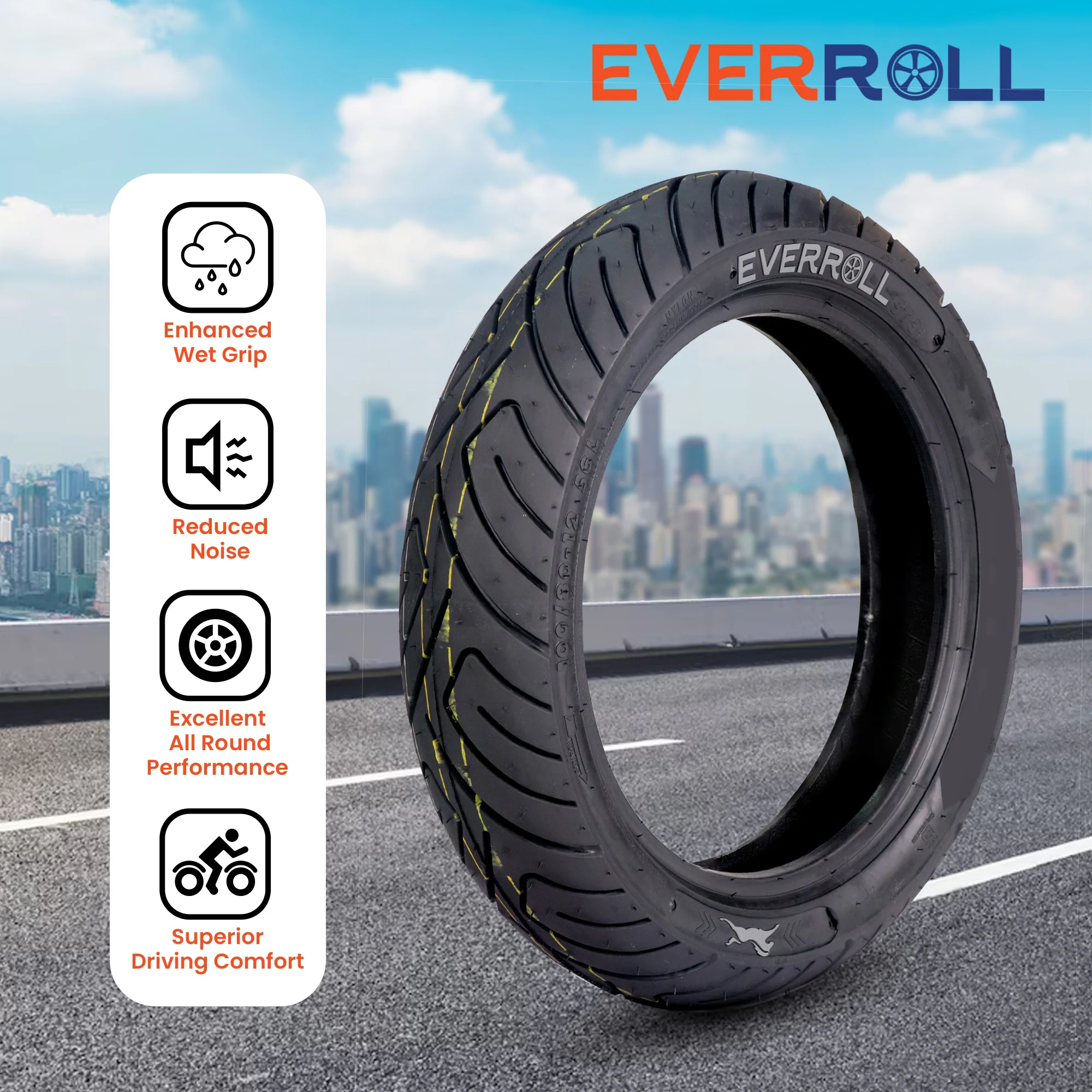 EverRoll Front Tubeless Nylon Tyre - 100/80-12 TL TO ST31 | Vehicle Compatibility - TVS Ntorq - Image 5