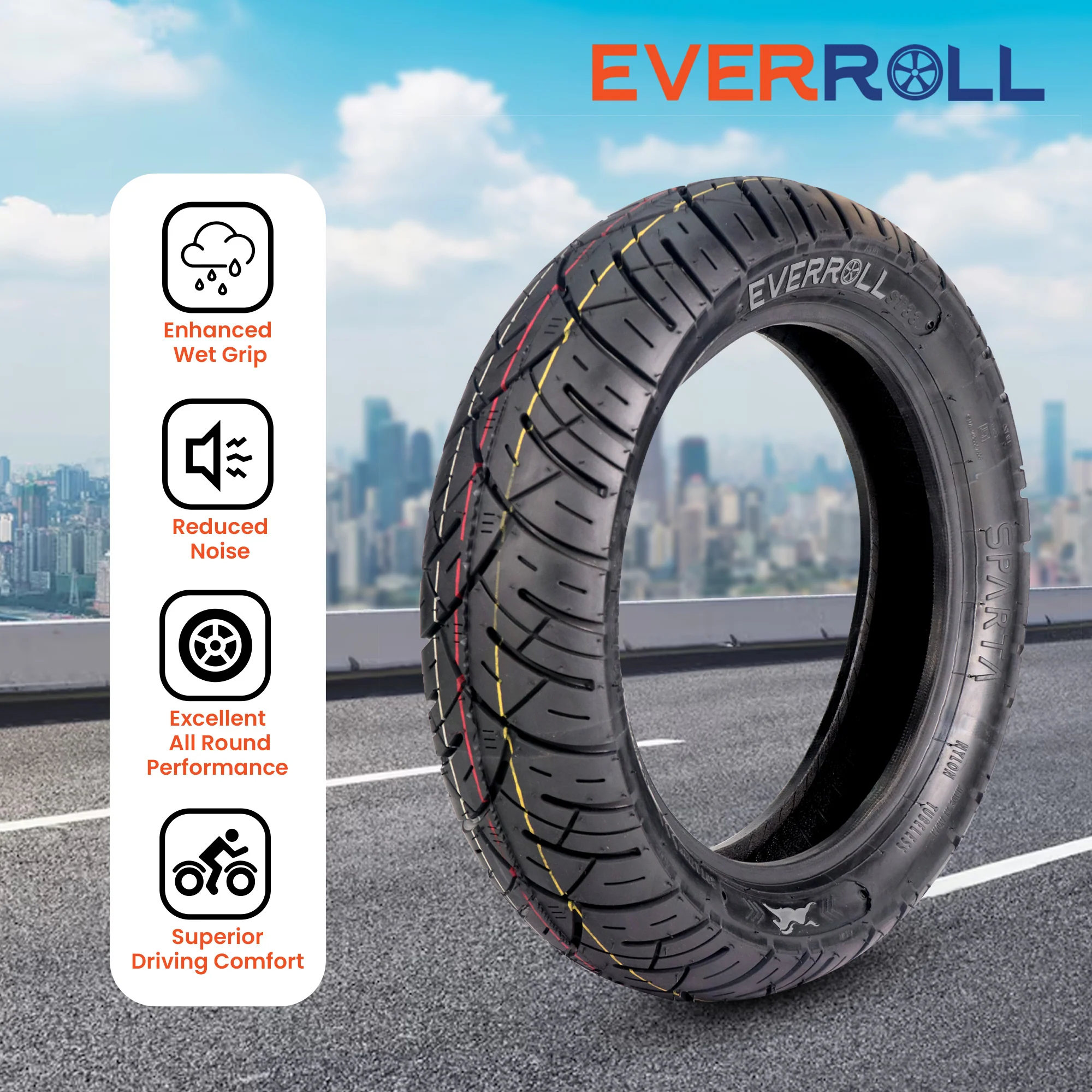 EverRoll Rear Tubeless Nylon Tyre - 110/80-12 TL TO ST32 | Vehicle Compatibility - TVS Ntorq - Image 5