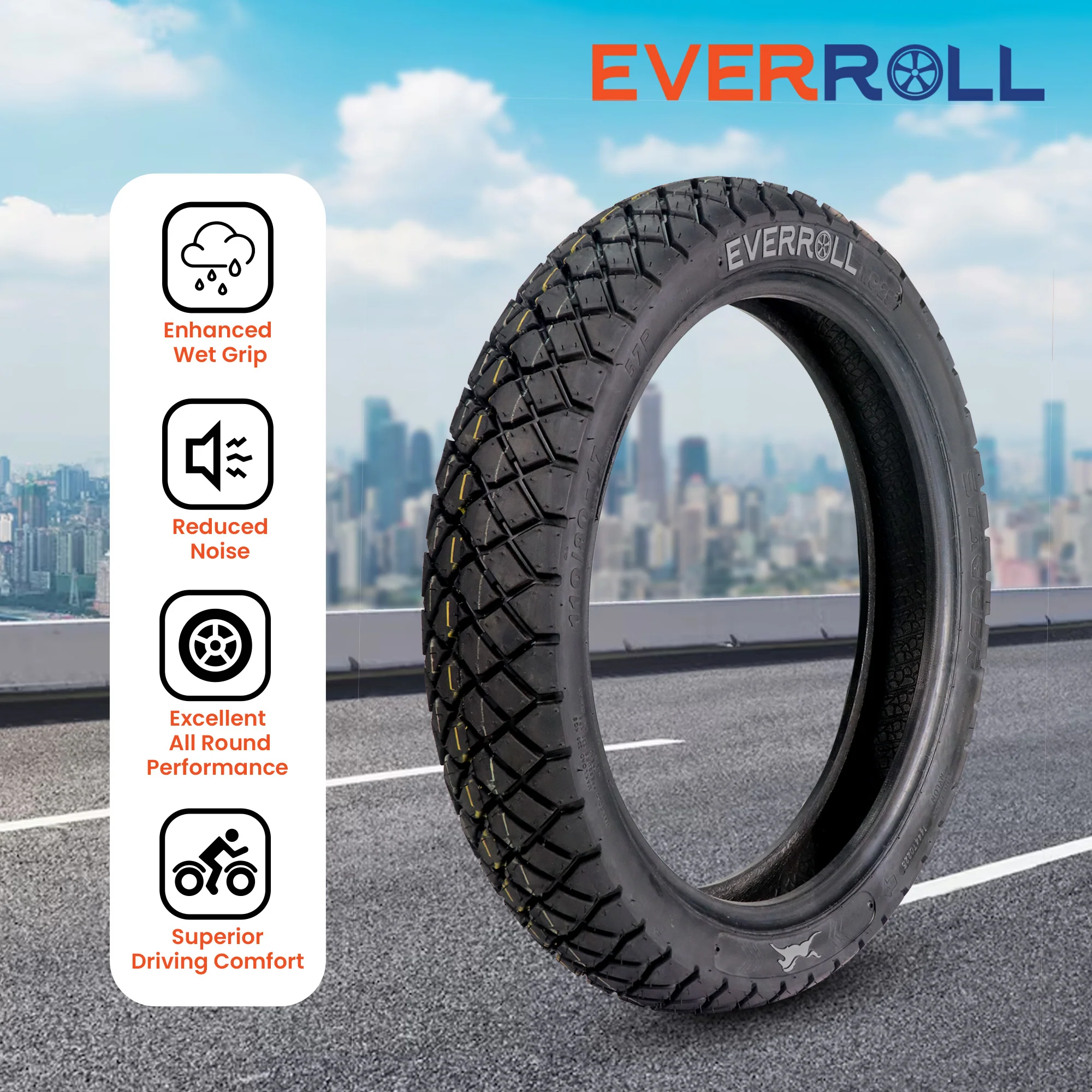 EverRoll Rear Tubeless Nylon Tyre - 110/80-17 TL TO MC29 | Vehicle Compatibility - TVS Apache RTR 160 & 180 - Image 5
