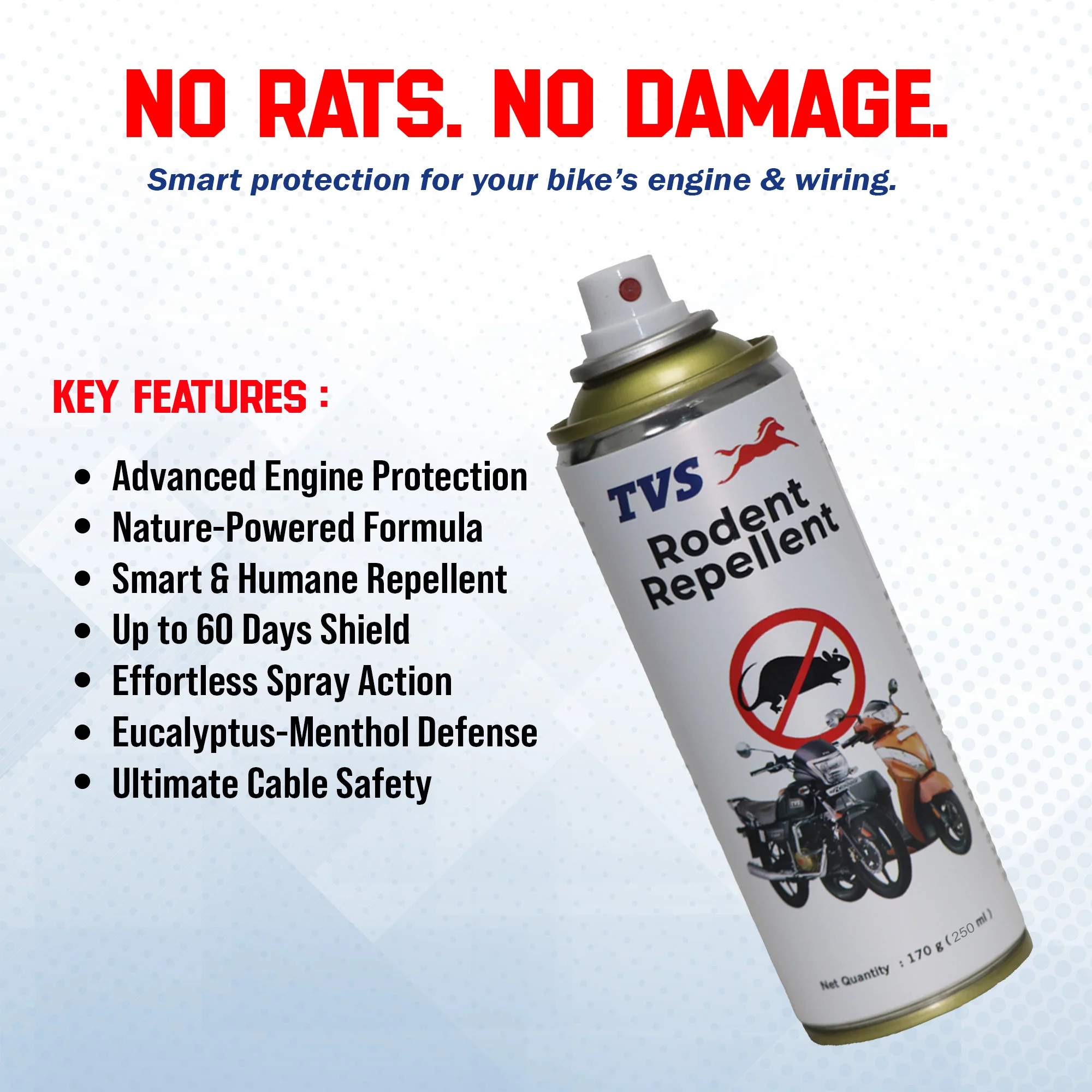 TVS Rodent Repellent VST Spray – 200 ml | Non-Toxic, Long-Lasting Protection for Motorcycles & Scooters - Image 3