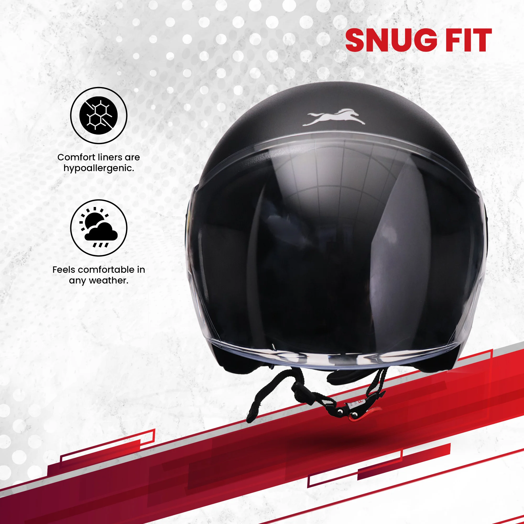 TVS ACE Open Face Unisex Helmet with Full Coverage Visor - ISI Certified - Image 5