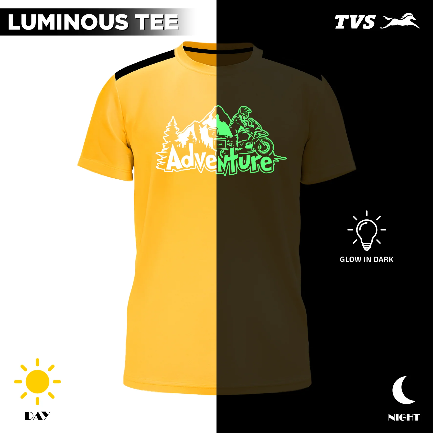 TVS Adventure Round Neck Cotton T Shirt | Glow in Dark - Image 6