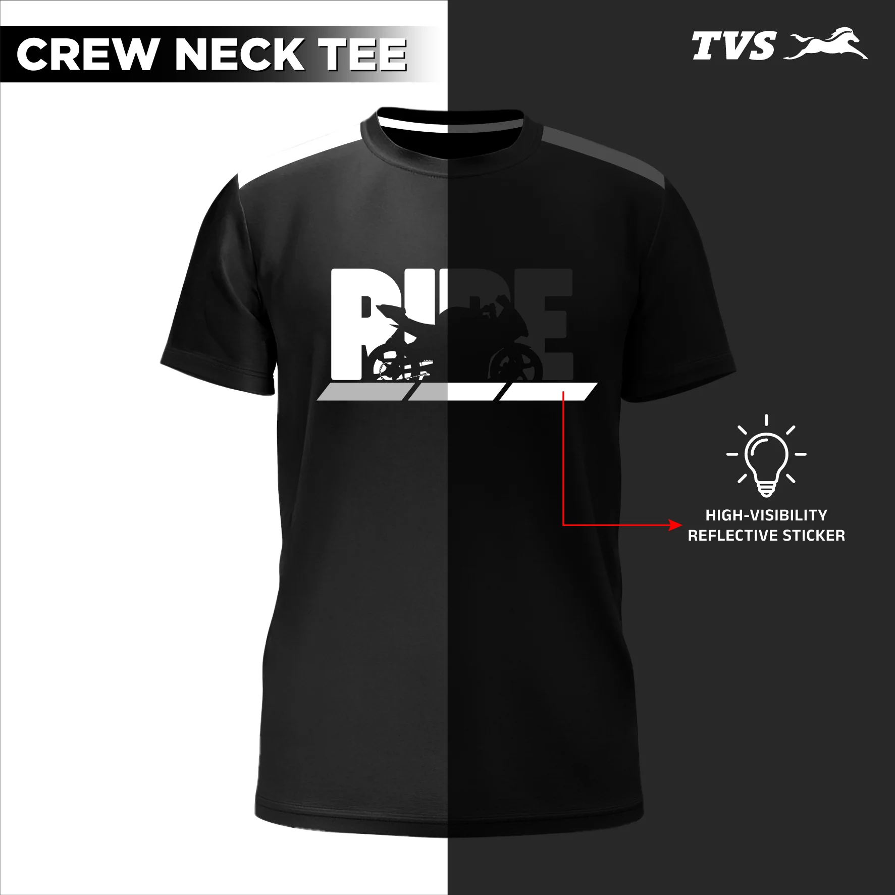 TVS Cotton Crew Neck T-Shirt with Reflective Safety Sticker for High Visibility & Everyday Comfort - Image 7