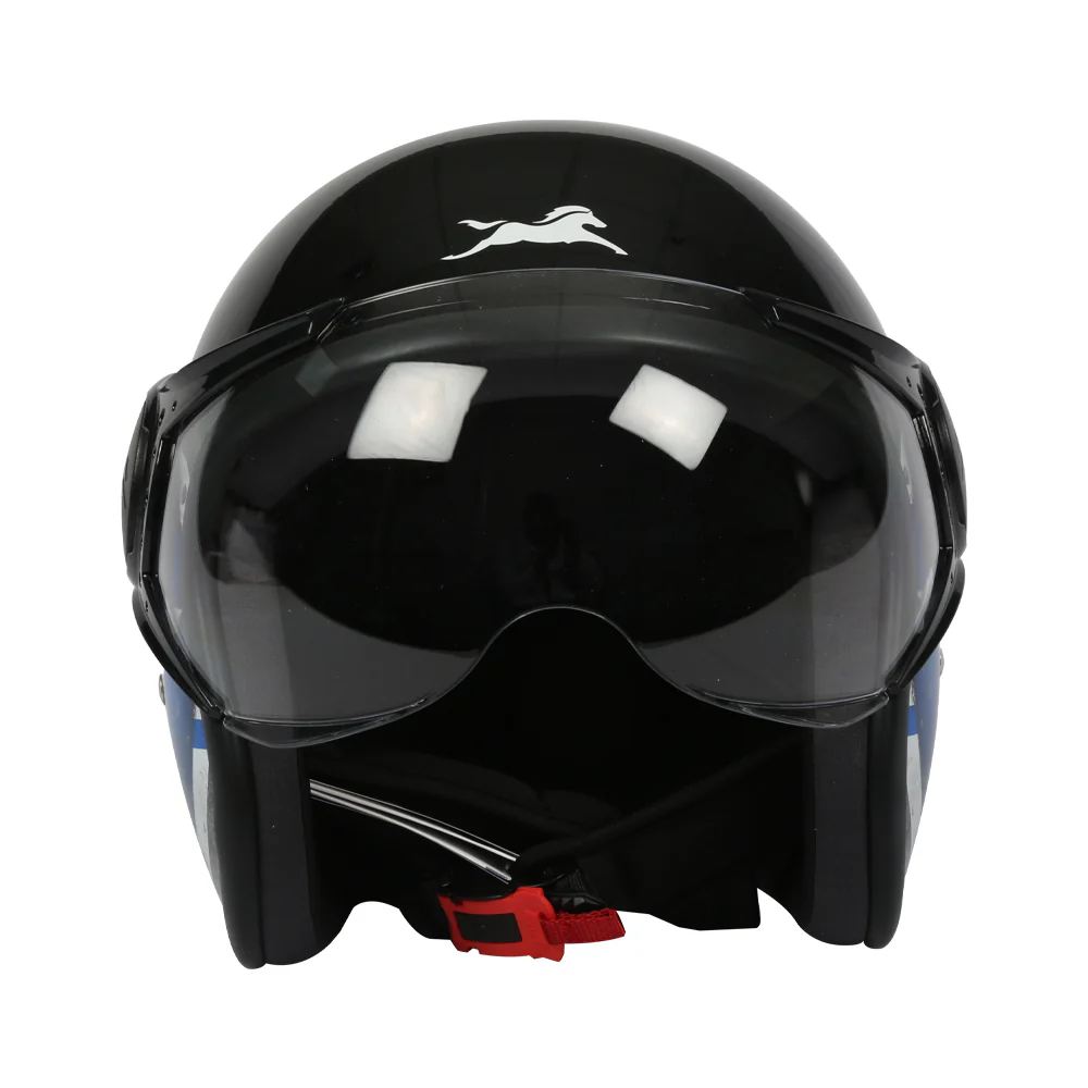 TVS Half Face Captain Motorbike Helmet (Black and Blue) | Premium Safety & Style - Image 2
