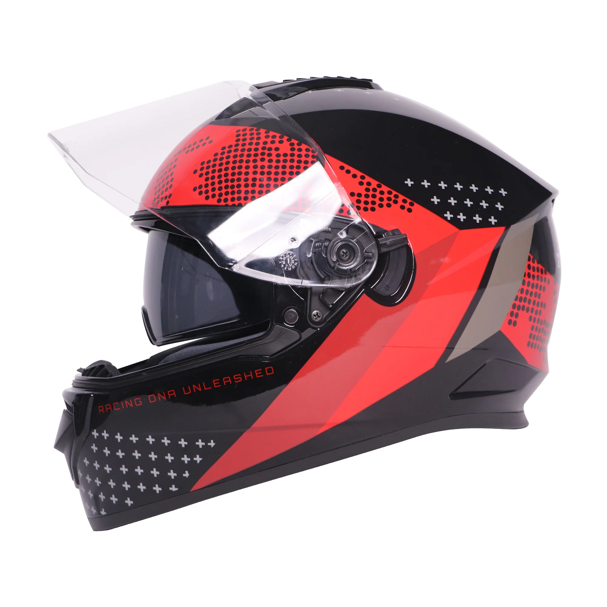 TVS Racing Phantom Series Full Face Dual Visor Helmet for Men | Premium Bike Helmets with ABS Shell, UV Paint | Quick Release System | Aerodynamic Design | DOT & ISI Certified (Black V1) - Image 2