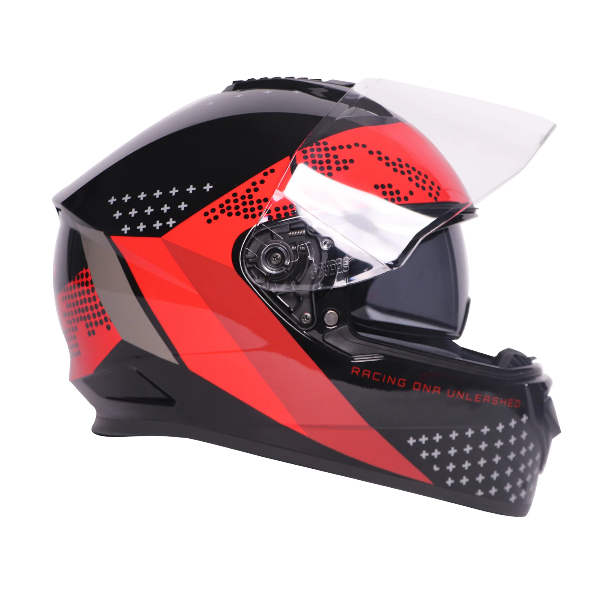 TVS Racing Phantom Series Full Face Dual Visor Helmet for Men | Premium Bike Helmets with ABS Shell, UV Paint | Quick Release System | Aerodynamic Design | DOT & ISI Certified (Black V1) - Image 4