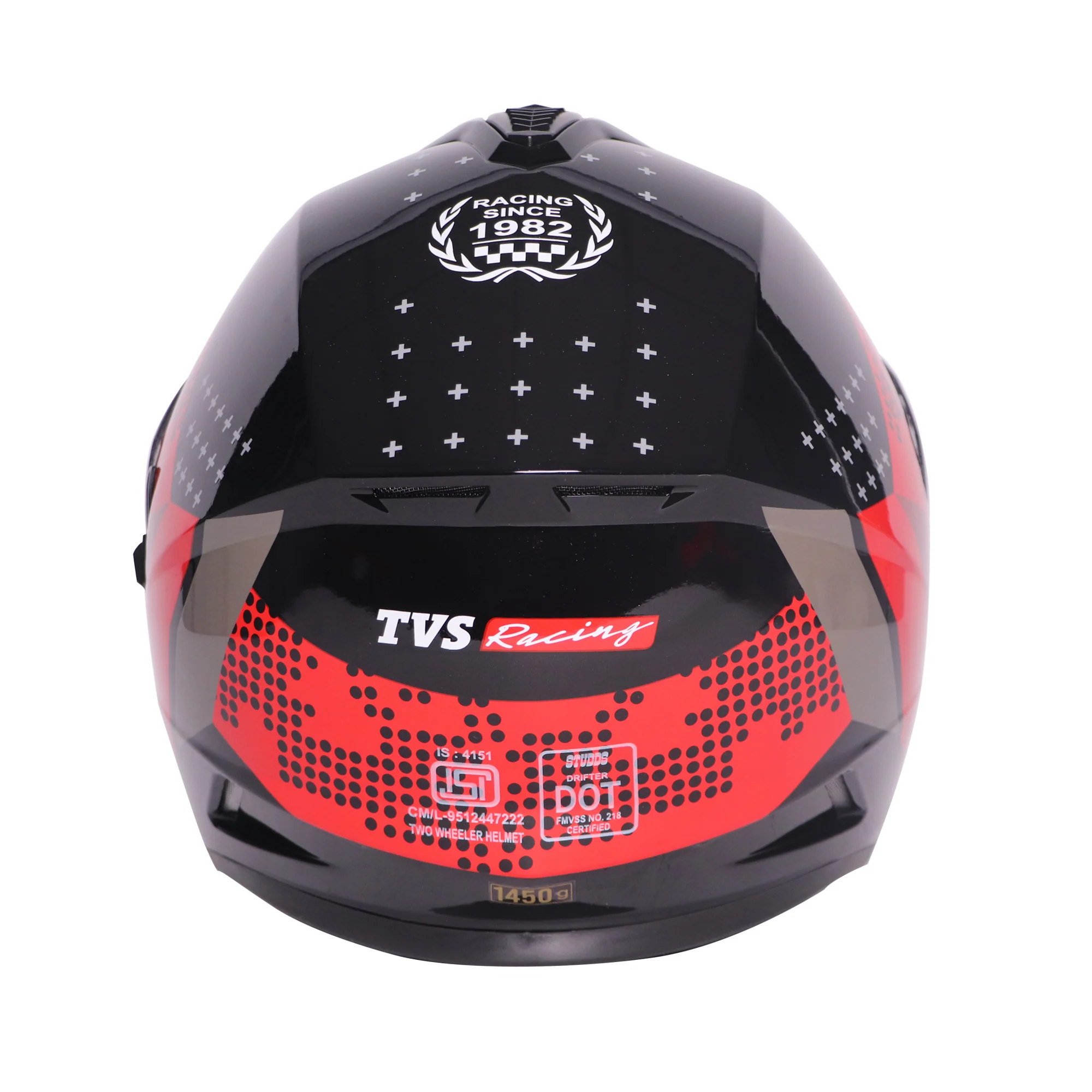 TVS Racing Phantom Series Full Face Dual Visor Helmet for Men | Premium Bike Helmets with ABS Shell, UV Paint | Quick Release System | Aerodynamic Design | DOT & ISI Certified (Black V1) - Image 6