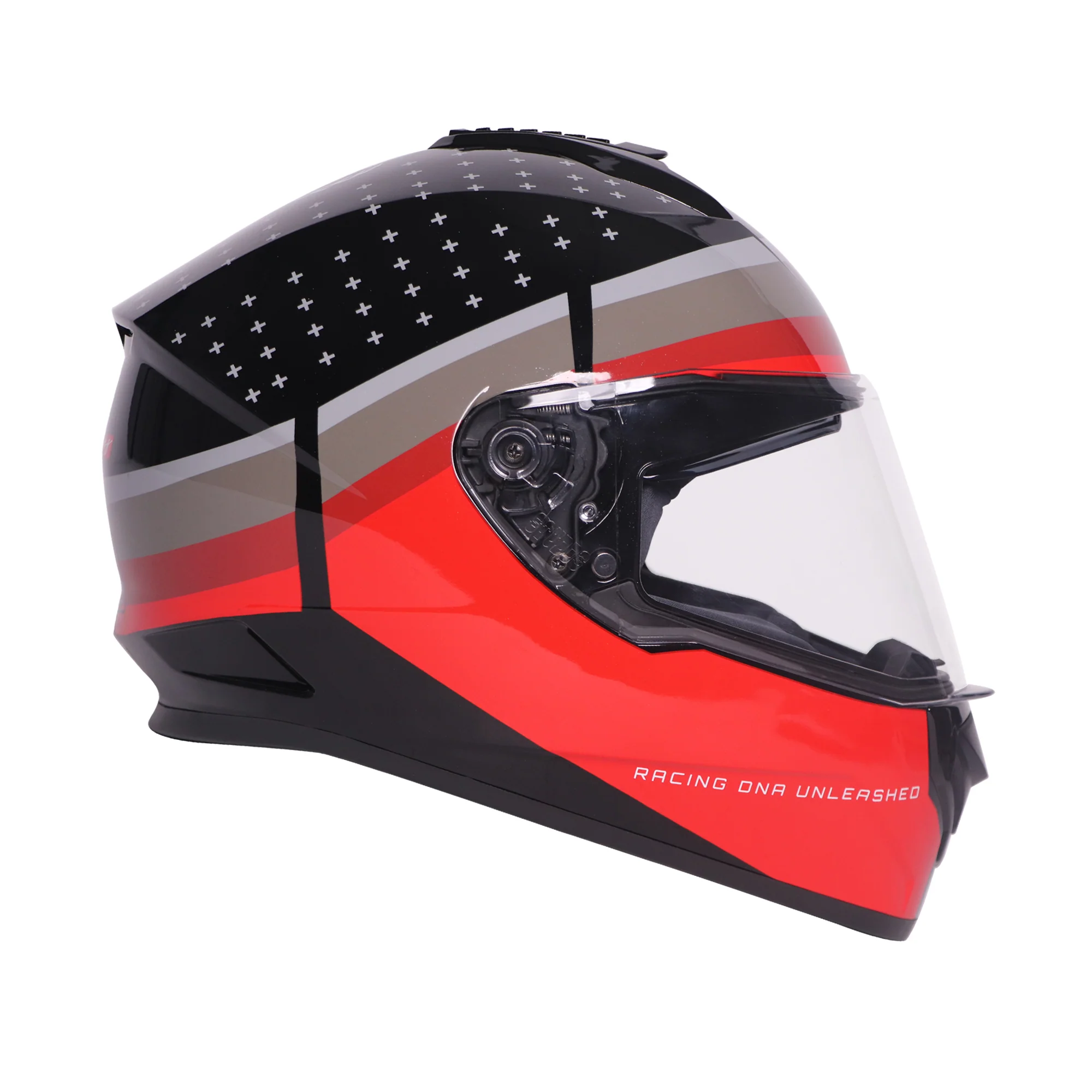 TVS Racing Phantom Series Full Face Dual Visor Helmet for Men | Premium Bike Helmets with ABS Shell, UV Paint | Quick Release System | Aerodynamic Design | DOT & ISI Certified (Black V2) - Image 3
