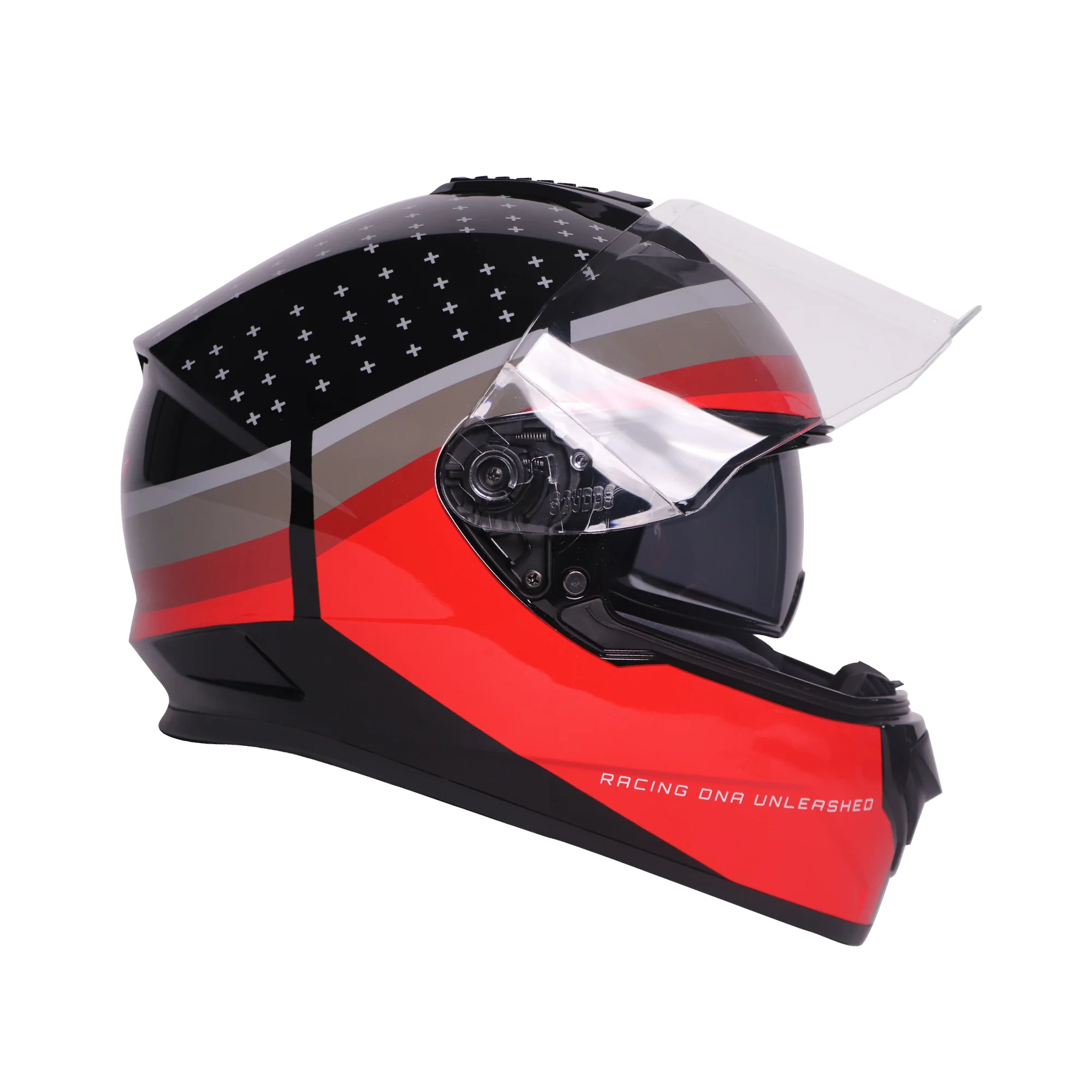 TVS Racing Phantom Series Full Face Dual Visor Helmet for Men | Premium Bike Helmets with ABS Shell, UV Paint | Quick Release System | Aerodynamic Design | DOT & ISI Certified (Black V2) - Image 4