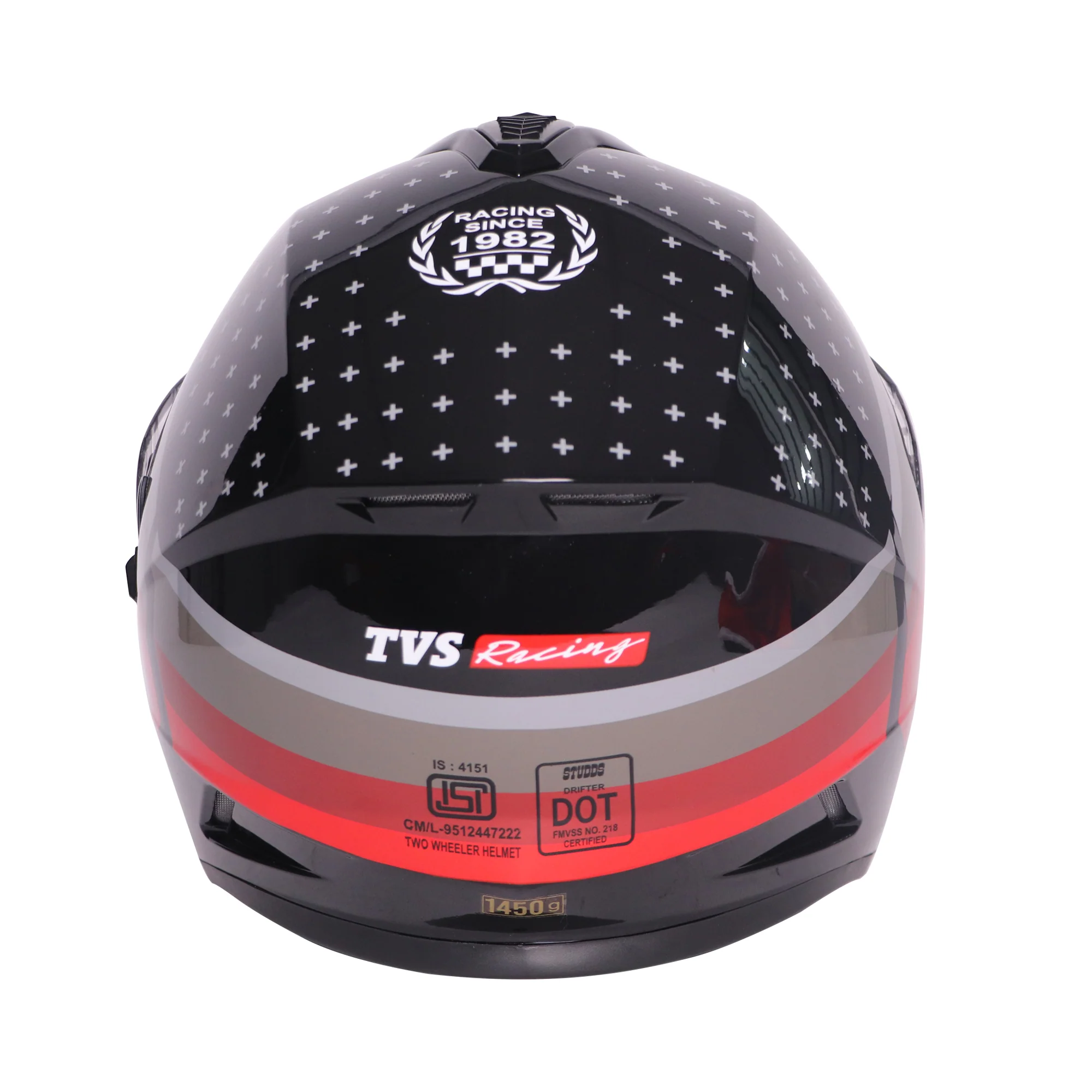 TVS Racing Phantom Series Full Face Dual Visor Helmet for Men | Premium Bike Helmets with ABS Shell, UV Paint | Quick Release System | Aerodynamic Design | DOT & ISI Certified (Black V2) - Image 6