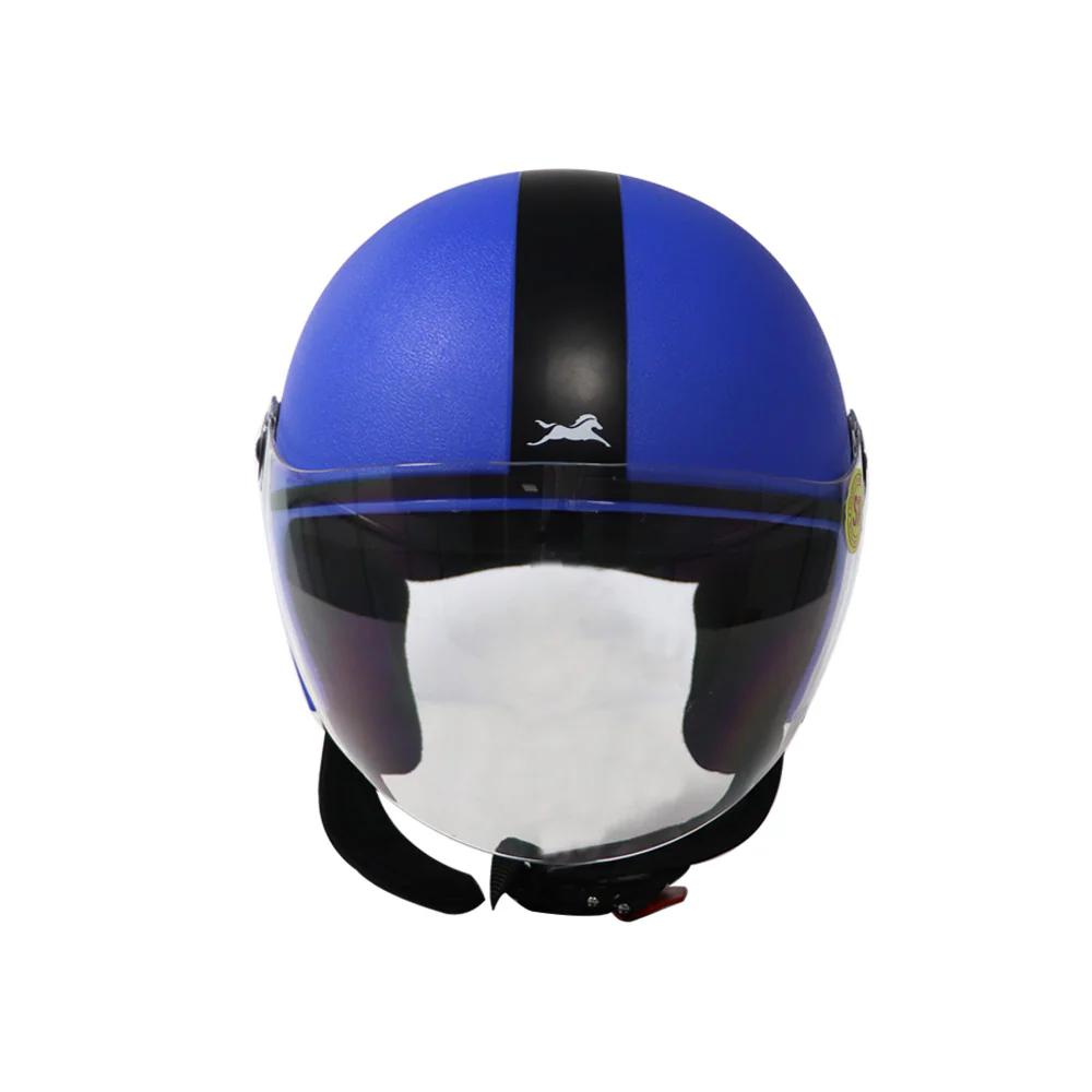 TVS Open Face Helmet - ISI & DOT Certified, Matt Black Eco Blue, Size L | Unisex Safety & Comfort - Image 4