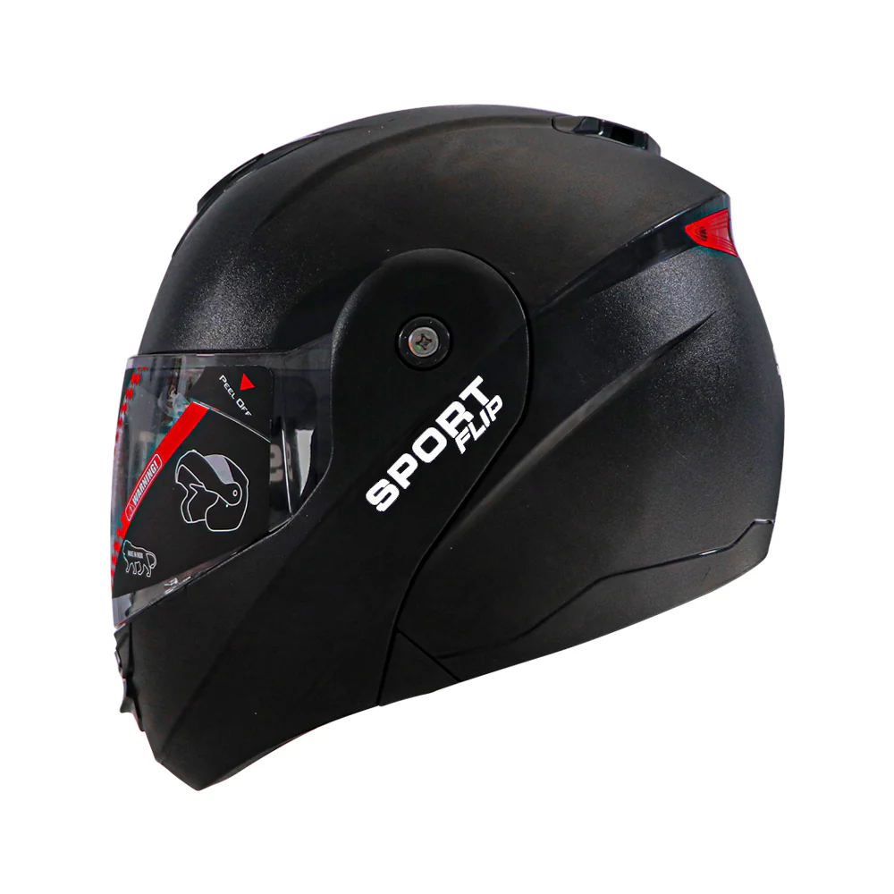 TVS ISI DOT Certified Flip-up Helmet - Matte Black | Clear Visor, Size L for Men and Women - Image 3