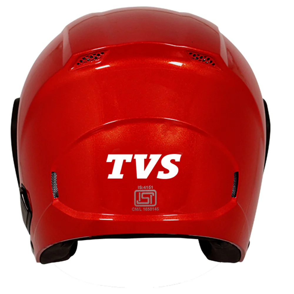 TVS Half Face Shiny Red Helmet – Premium Safety & Style, ISI Certified - Image 2