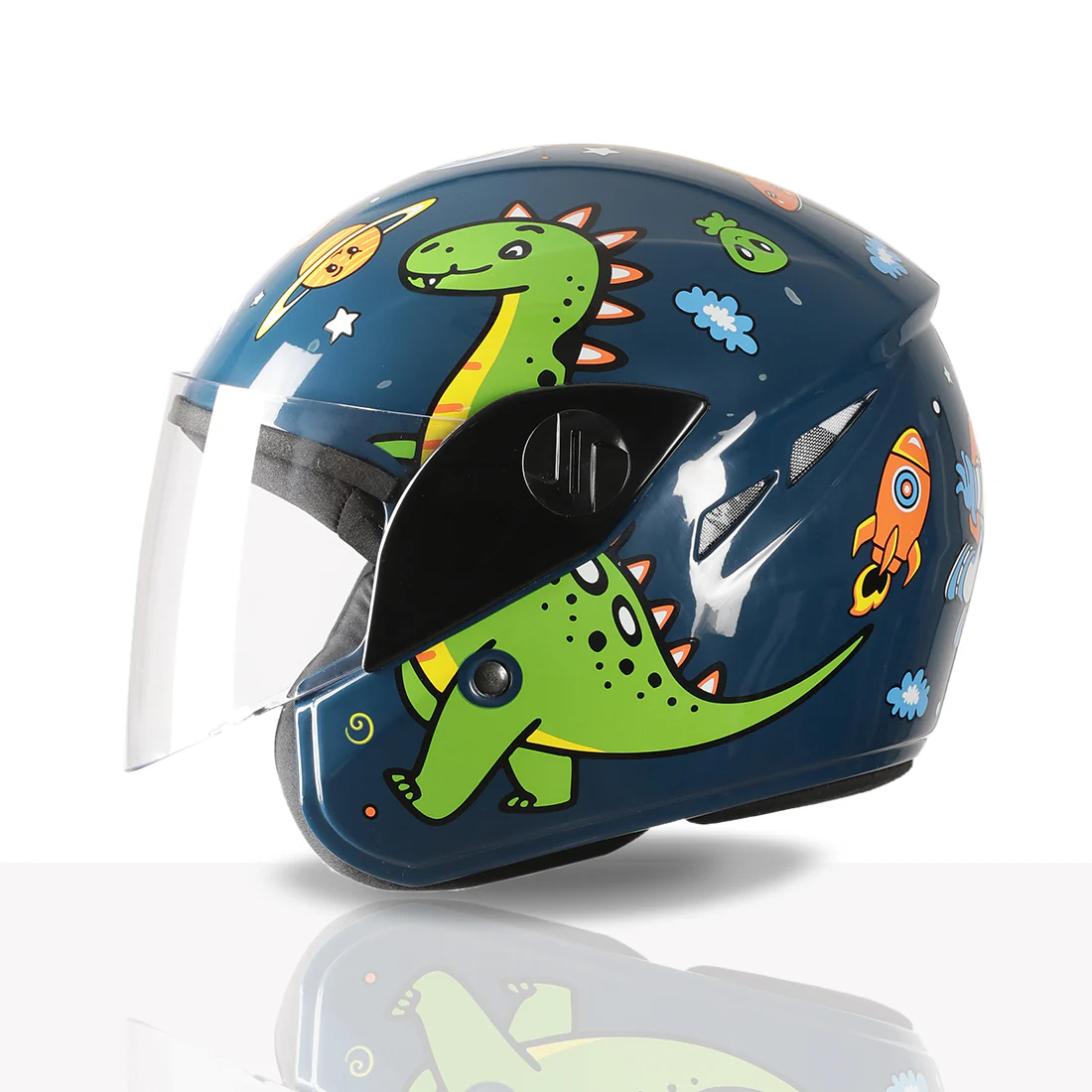 TVS Moto Jr. Kids Helmet |Fun Glow in the Dark Graphics | Lightweight ISI Certified ABS Shell| Removable Cheek Pads | Ideal Kids Bike Helmet for Cycle Scooter Daily Ride Comfort & Protection - Image 14