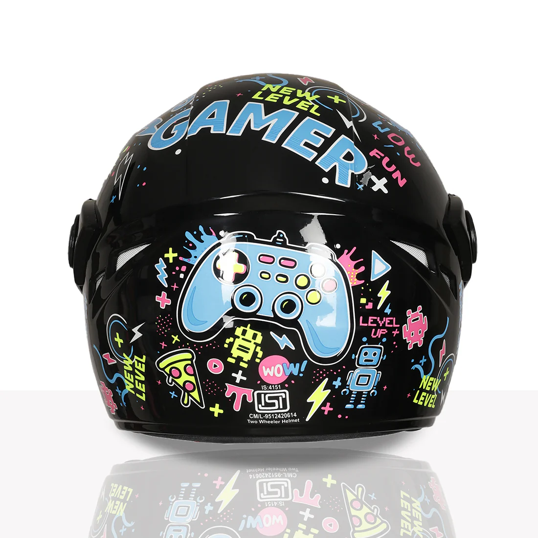TVS Moto Jr. Kids Helmet |Fun Glow in the Dark Graphics | Lightweight ISI Certified ABS Shell| Removable Cheek Pads | Ideal Kids Bike Helmet for Cycle Scooter Daily Ride Comfort & Protection - Image 4