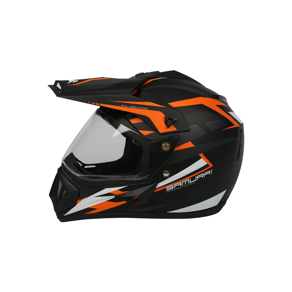 TVS Motorbike Helmet Black Orange and White | Premium Safety & Style for Riders - Image 2