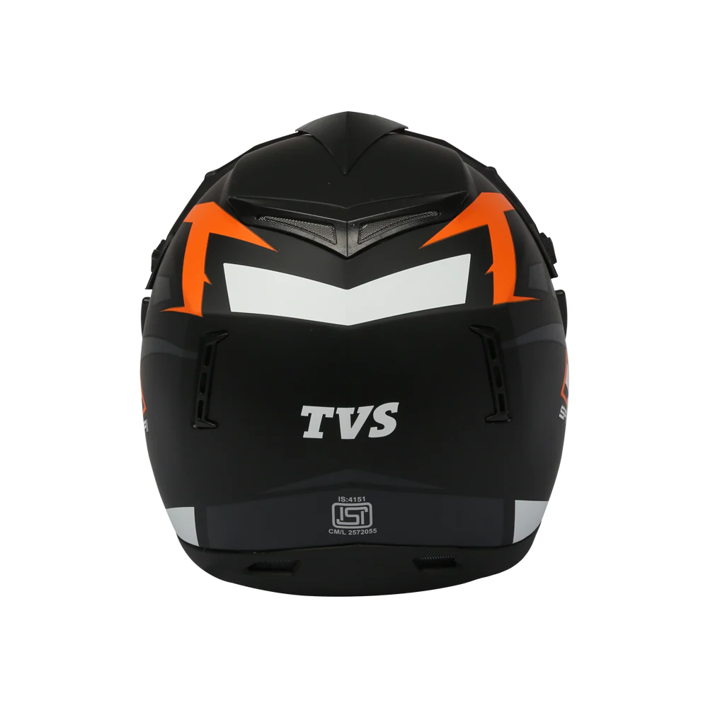 TVS Motorbike Helmet Black Orange and White | Premium Safety & Style for Riders - Image 4
