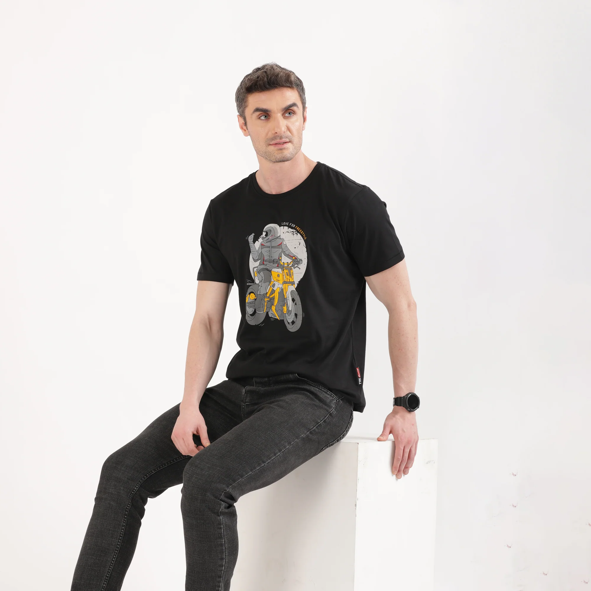 TVS Originals Collection Crew Neck T-Shirt – Bold Street Style, 100% Pure Cotton, Ultra-Soft Comfort, Breathable Anti-Odor Fabric, Skin-Friendly & Long-Lasting Durability for Riders - Image 3