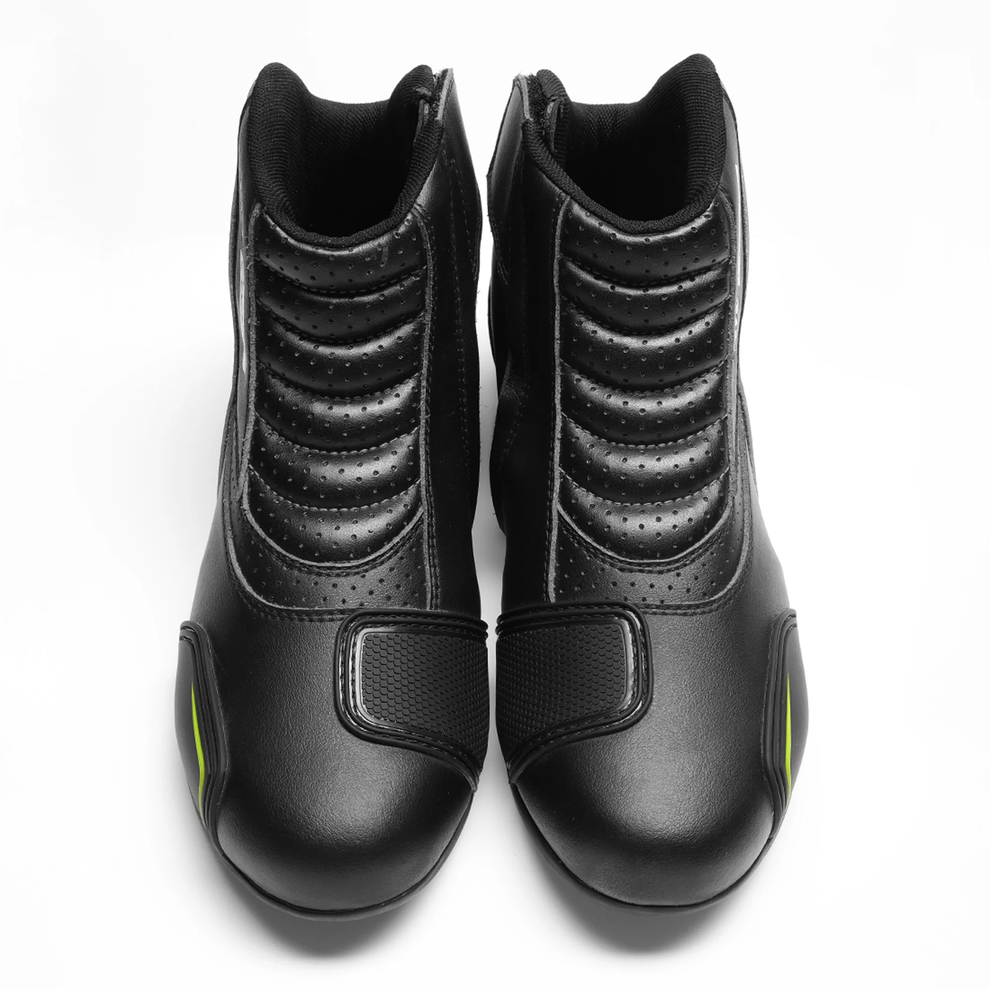 TVS Racing Ankle Length Slip-On Riding Boots for Men:Anti-Microbial & Waterproof Riding Shoes with Reflective Panels, Ventilated Biker Boots with Ankle-Toe Protection-Men's Riding Boots (Neon) - Image 3