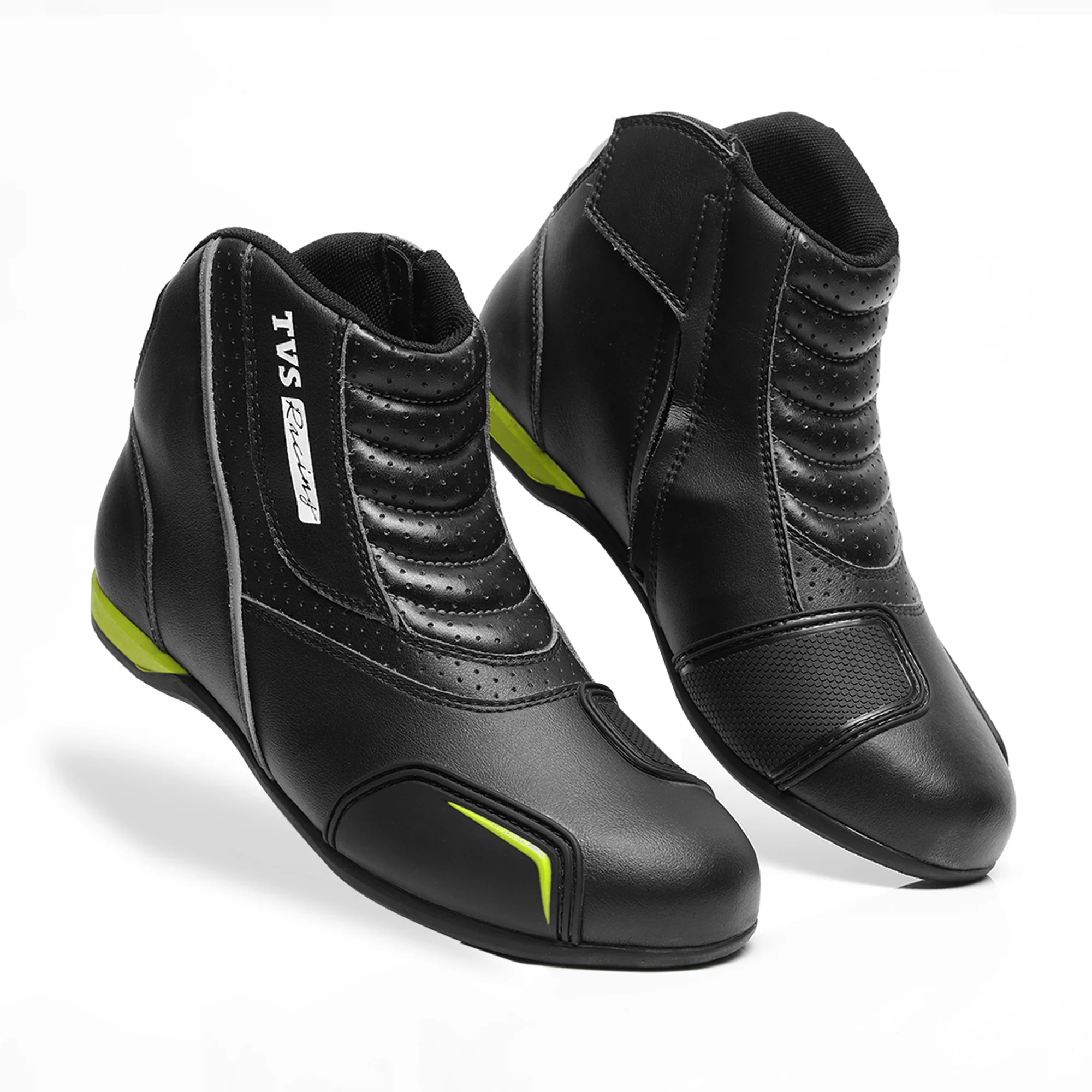 TVS Racing Ankle Length Slip-On Riding Boots for Men:Anti-Microbial & Waterproof Riding Shoes with Reflective Panels, Ventilated Biker Boots with Ankle-Toe Protection-Men's Riding Boots (Neon) - Image 4