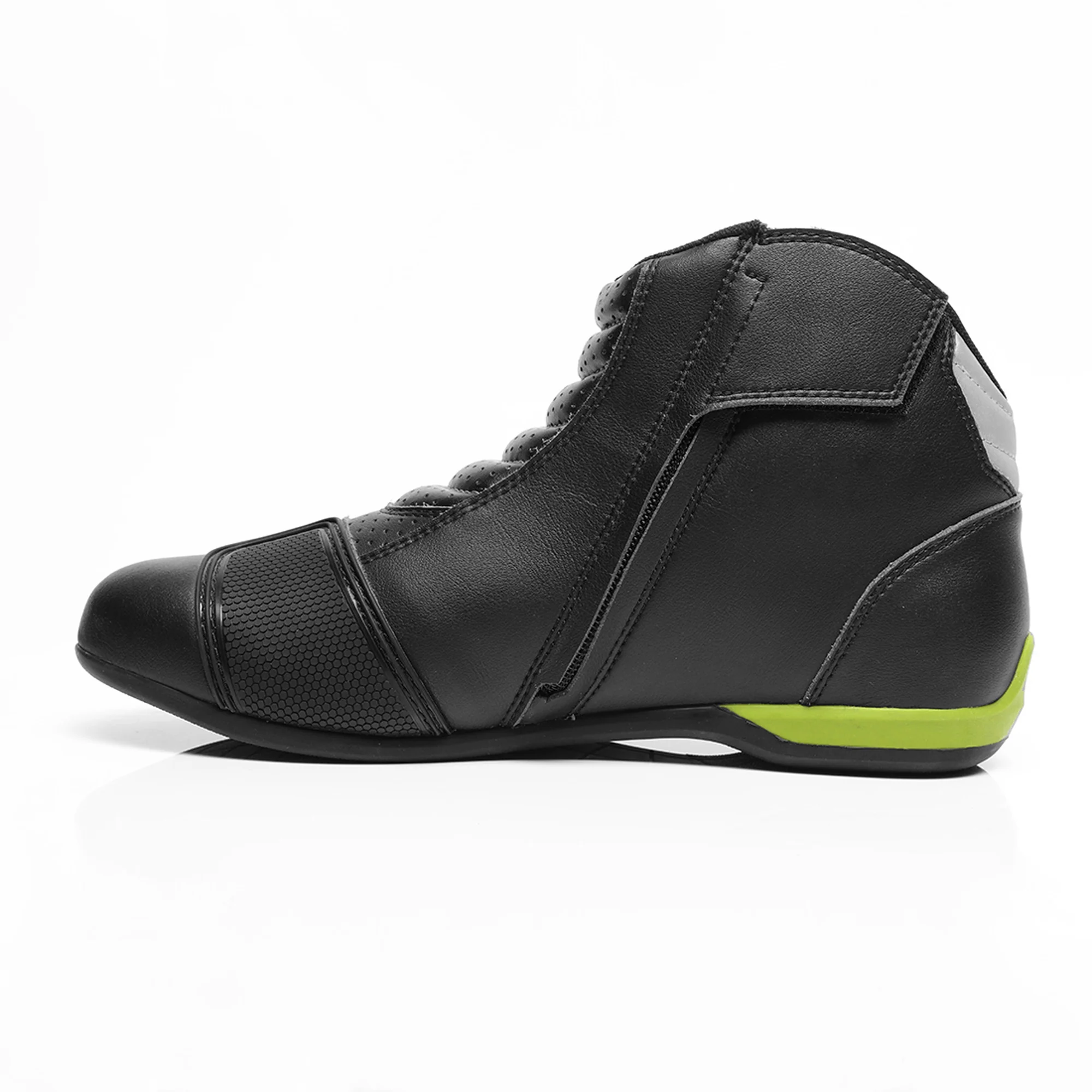 TVS Racing Ankle Length Slip-On Riding Boots for Men:Anti-Microbial & Waterproof Riding Shoes with Reflective Panels, Ventilated Biker Boots with Ankle-Toe Protection-Men's Riding Boots (Neon) - Image 5