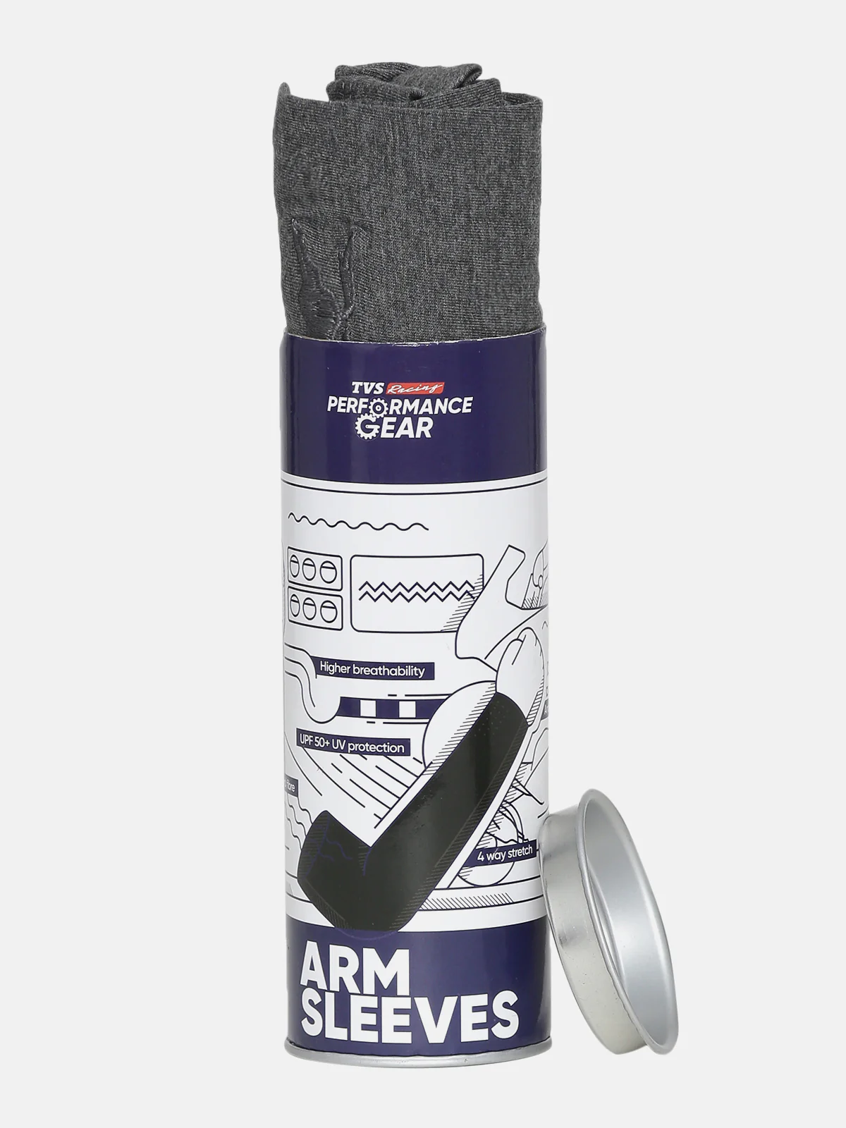 TVS Racing Arm Sleeves - Grey | SPF 50+ Protection & Anti-Bacterial Finish - Image 5