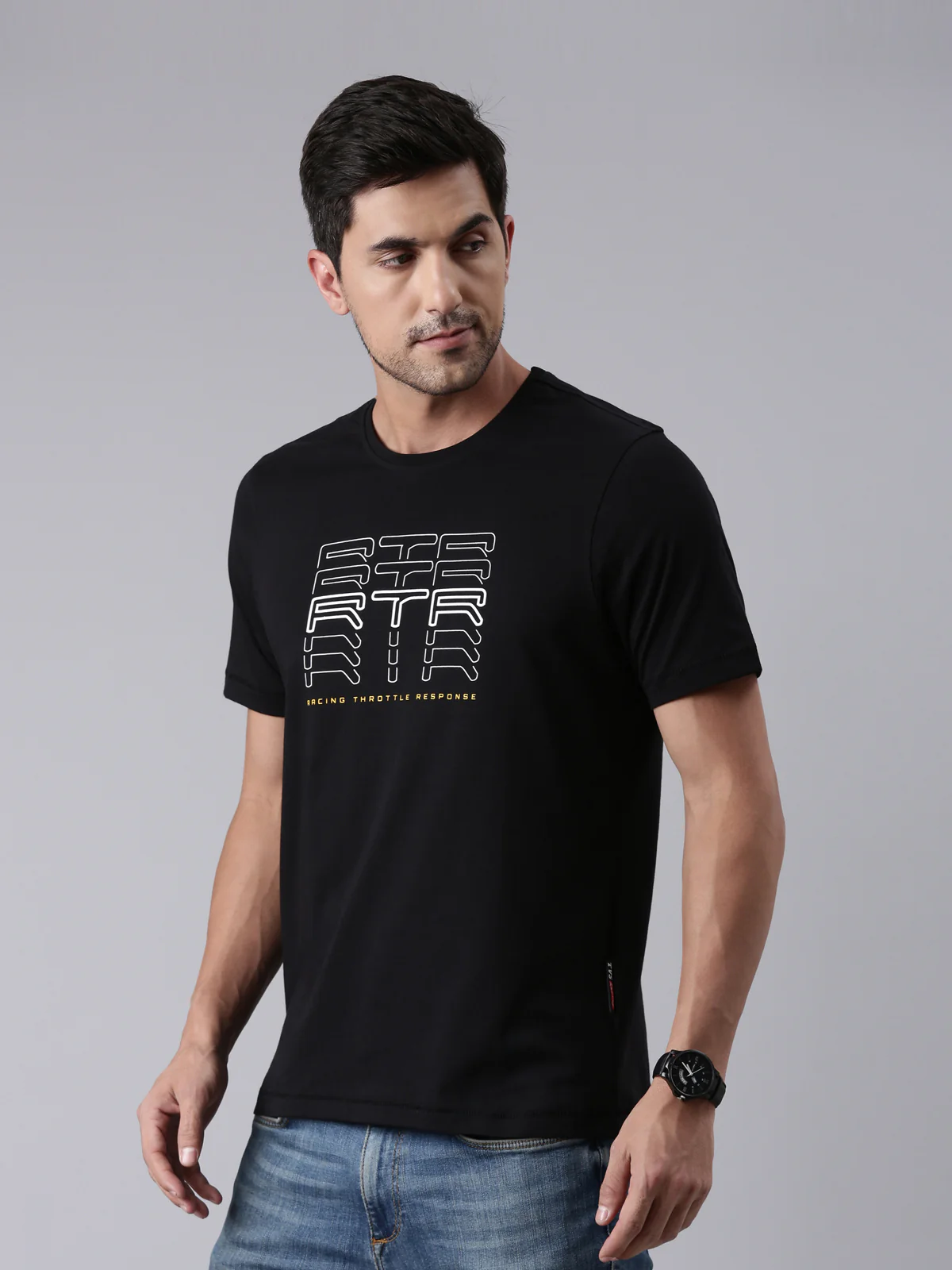 TVS Racing Arsenal Black RTR Crew Neck T-Shirt – 100% Cotton, HD Print Graphics - Image 3