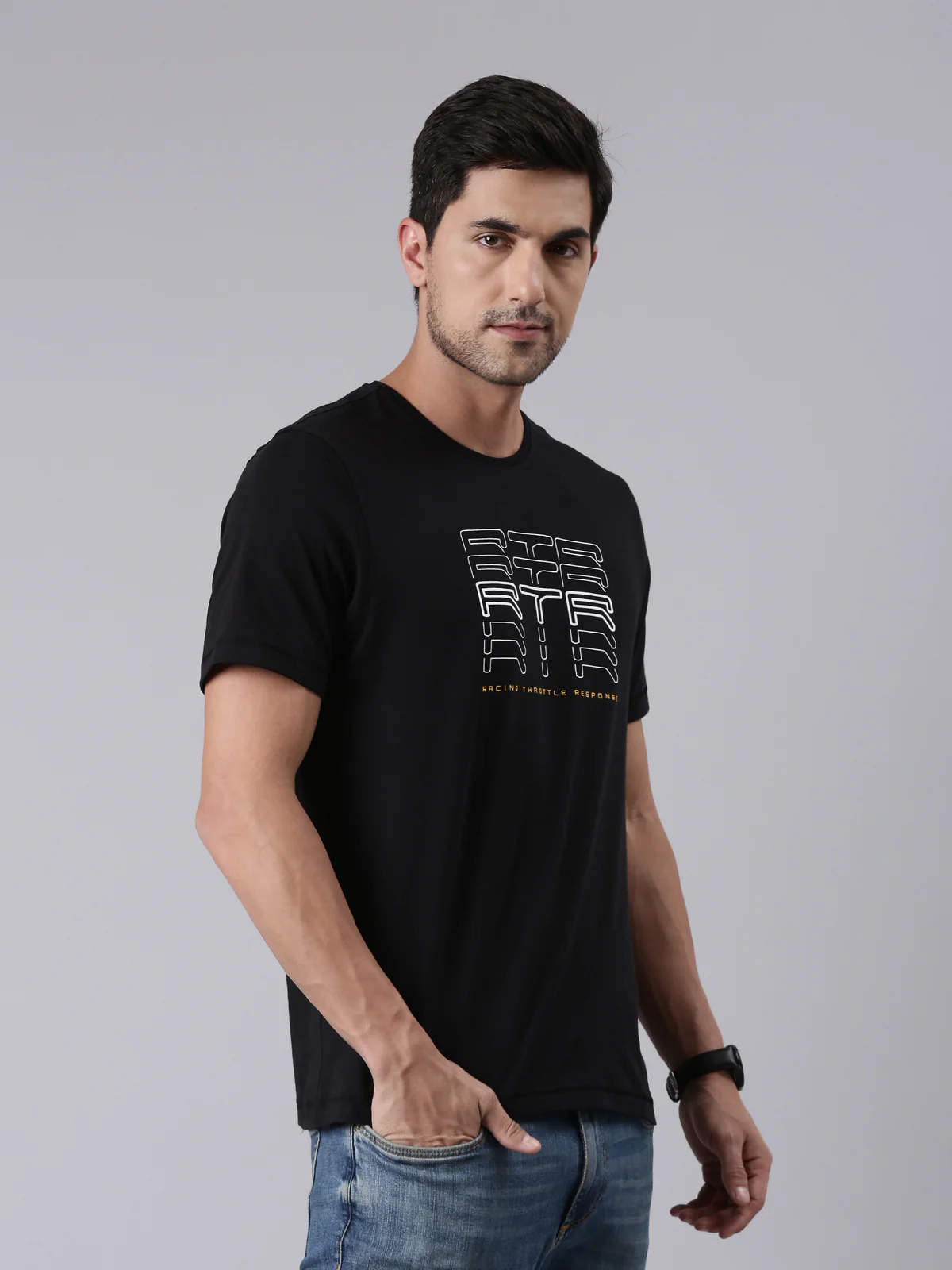 TVS Racing Arsenal Black RTR Crew Neck T-Shirt – 100% Cotton, HD Print Graphics - Image 4