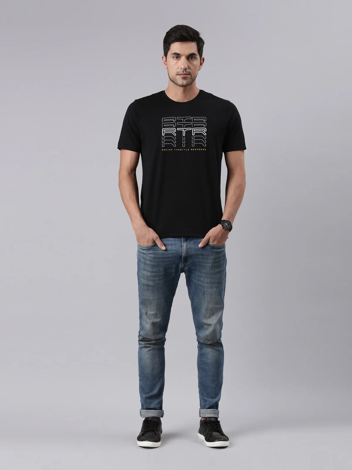 TVS Racing Arsenal Black RTR Crew Neck T-Shirt – 100% Cotton, HD Print Graphics - Image 6