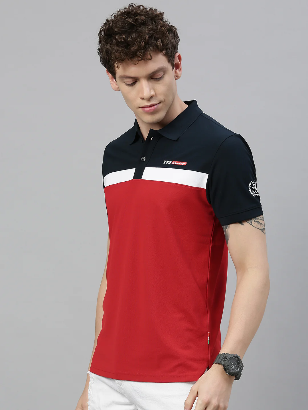 TVS Racing Polo T-Shirt | Durable & Stylish Polyester Polo in Blue & Red - Image 2
