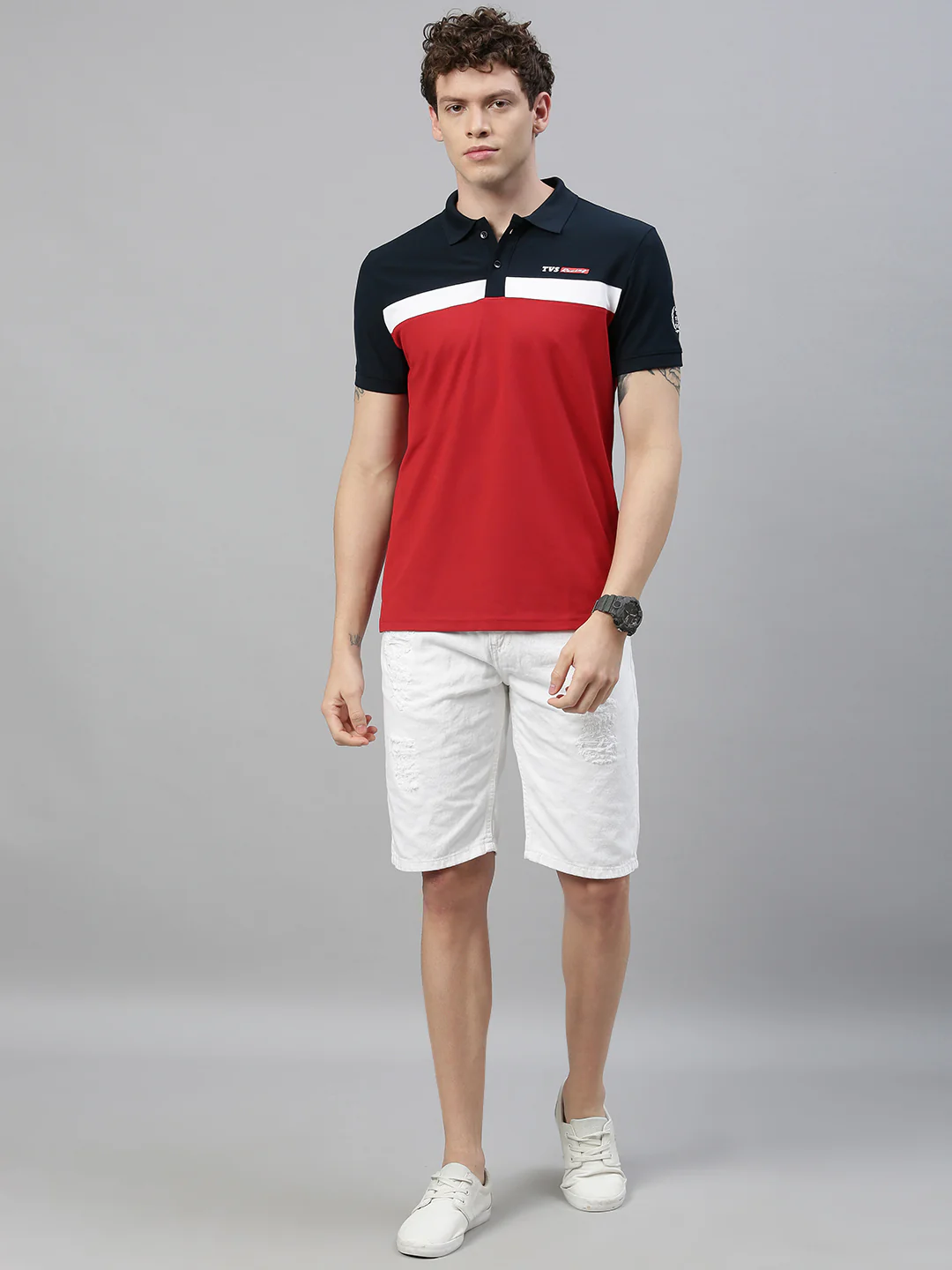 TVS Racing Polo T-Shirt | Durable & Stylish Polyester Polo in Blue & Red - Image 5