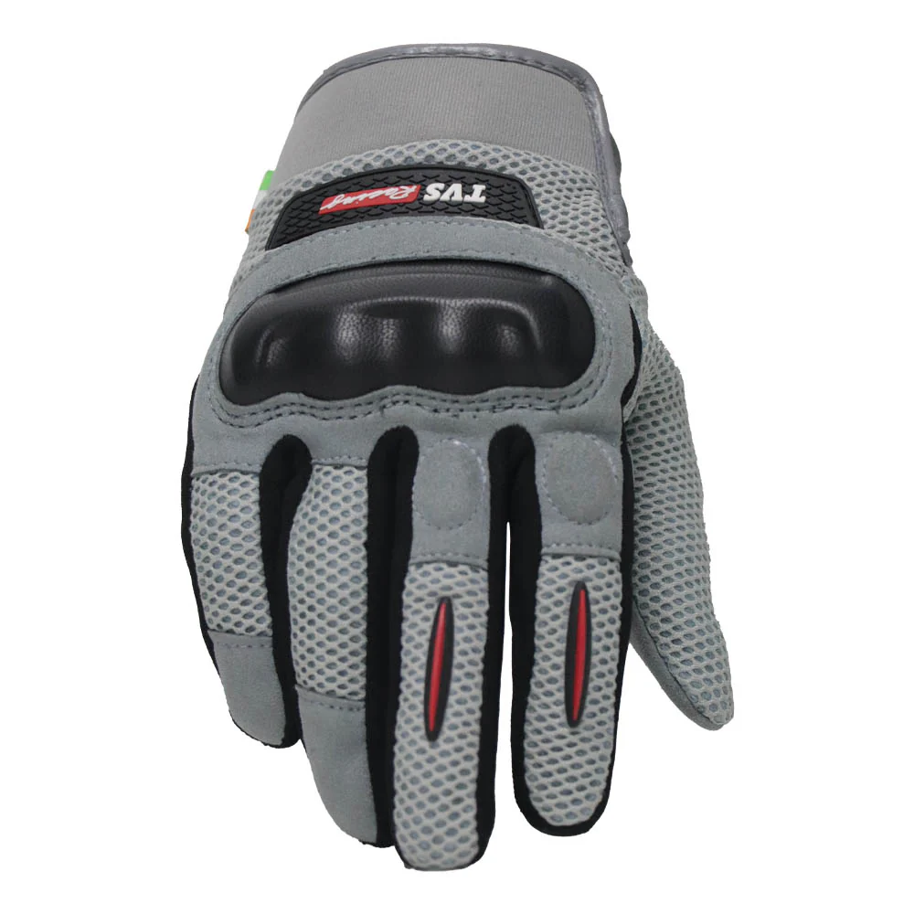 TVS Racing Street Riding Gloves – PVC & Carbon Protection, Touch Screen Compatible, All-Weather Comfort (Grey) - Image 4