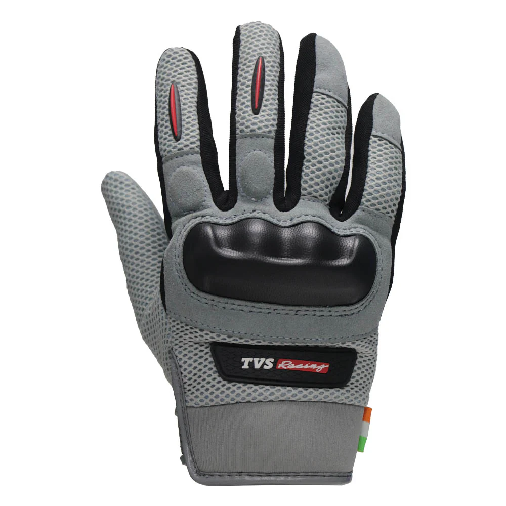 TVS Racing Street Riding Gloves – PVC & Carbon Protection, Touch Screen Compatible, All-Weather Comfort (Grey) - Image 5